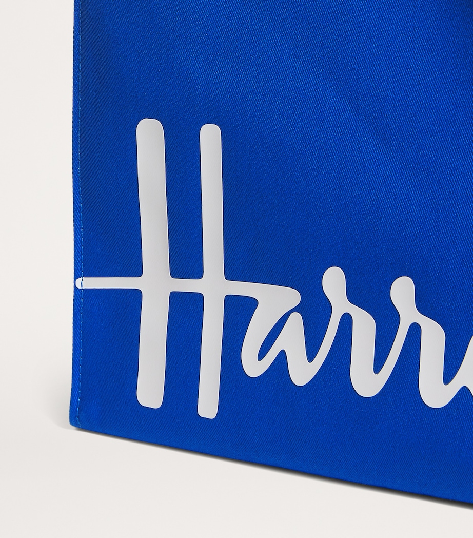 Harrods Small Cotton Logo Tote Bag Prussian Image 6