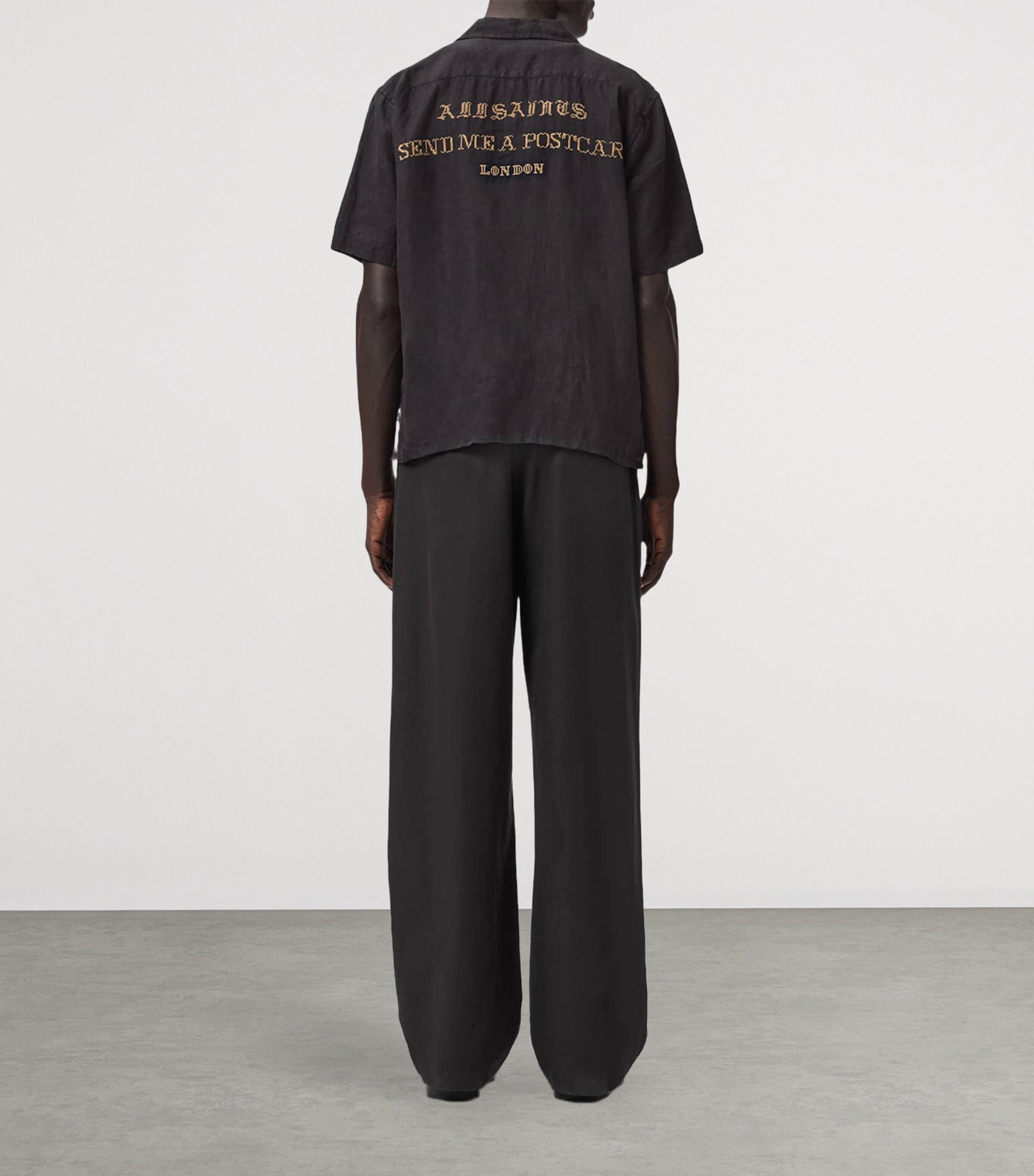 AllSaints Mens Organic Cotton-Blend Conway Trousers Tanner Black Image 8