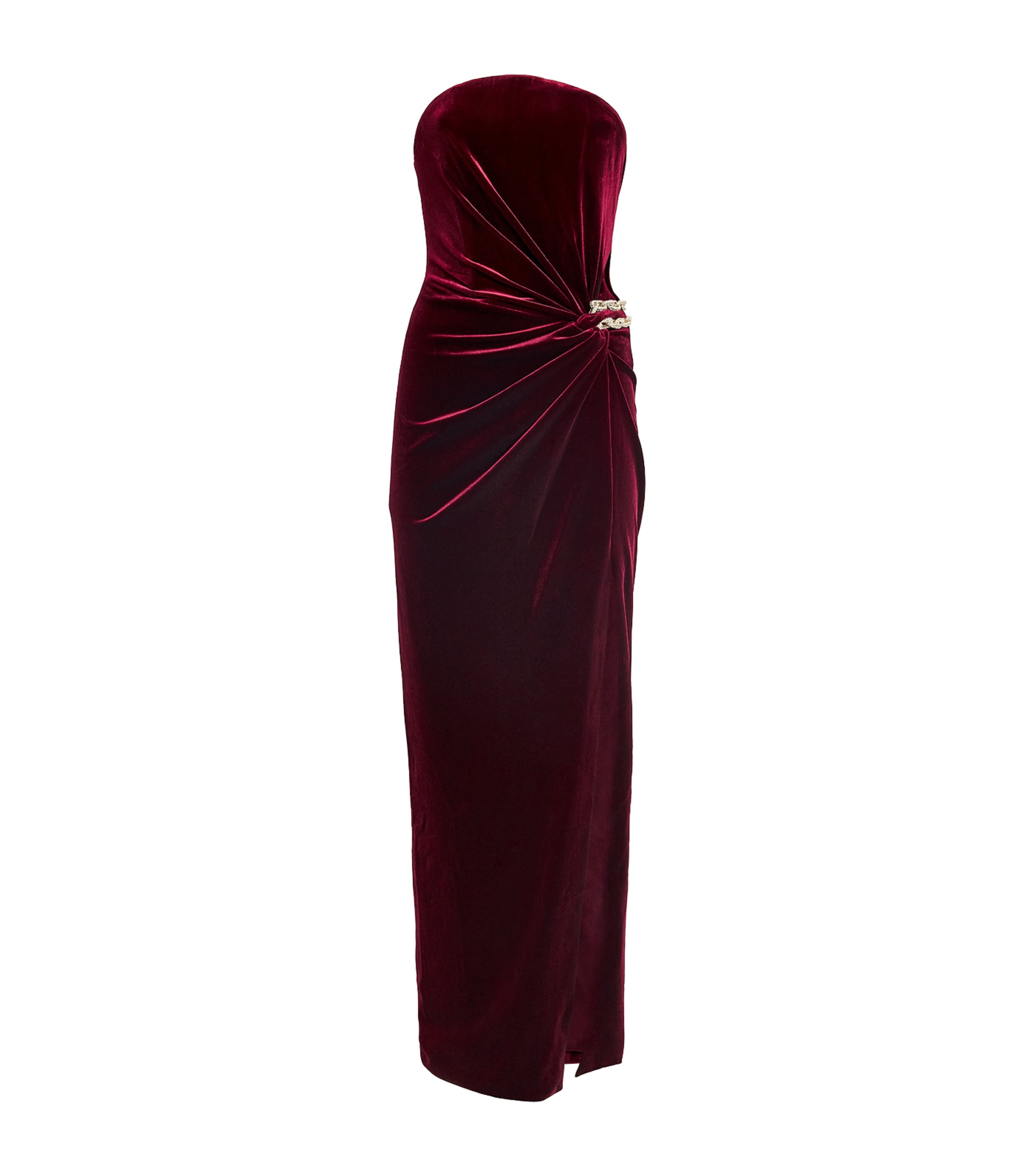 Velvet Strapless Maxi Dress BURGUNDY Image 1