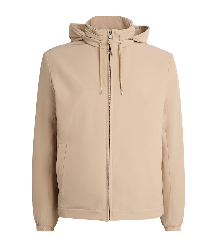 Sandro Paris Mens Hooded Quilted Zip-Up Jacket Sand Image 1
