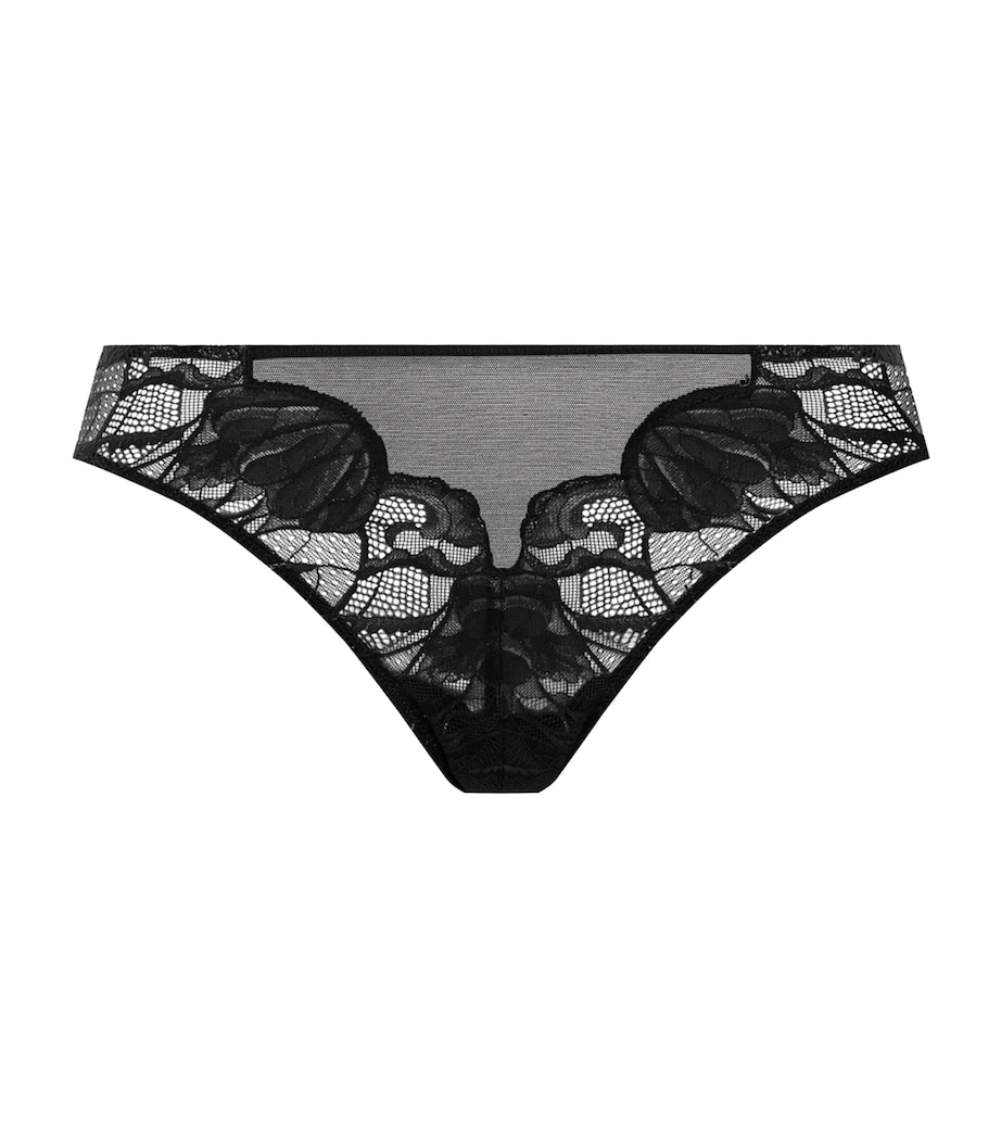 Hanro Womens Lace-Trim Lysia Thong Black Image 1
