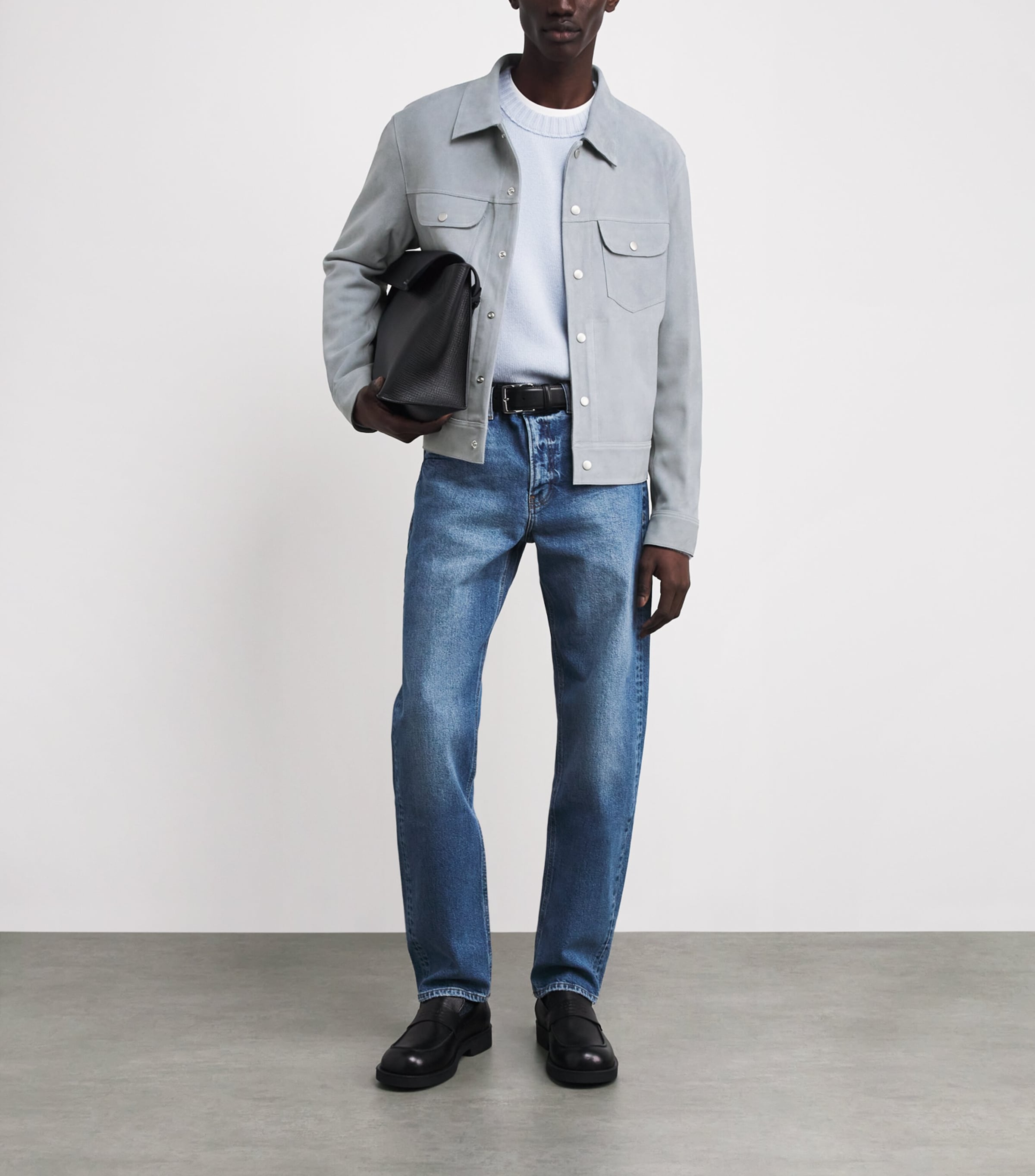 Suede Trucker Jacket SMOKY BLUE Image 2