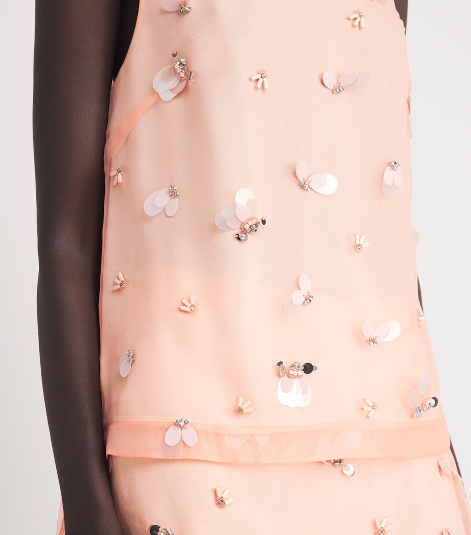 Simkhai Womens Embellished Organza Celia Top Bubblegum Image 3
