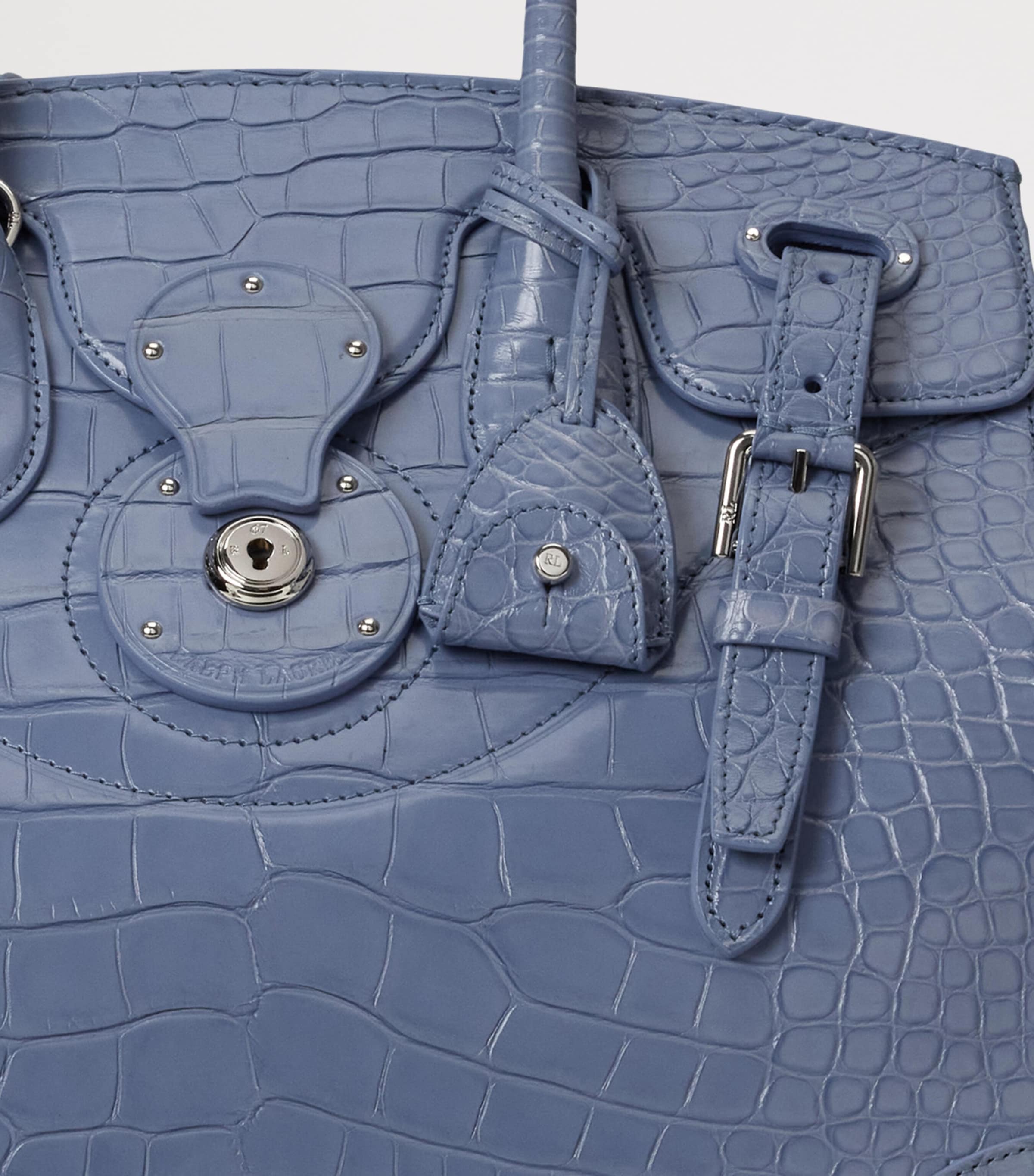 Alligator Leather Ricky 33 Top-Handle Bag CORNFLOWER Image 4