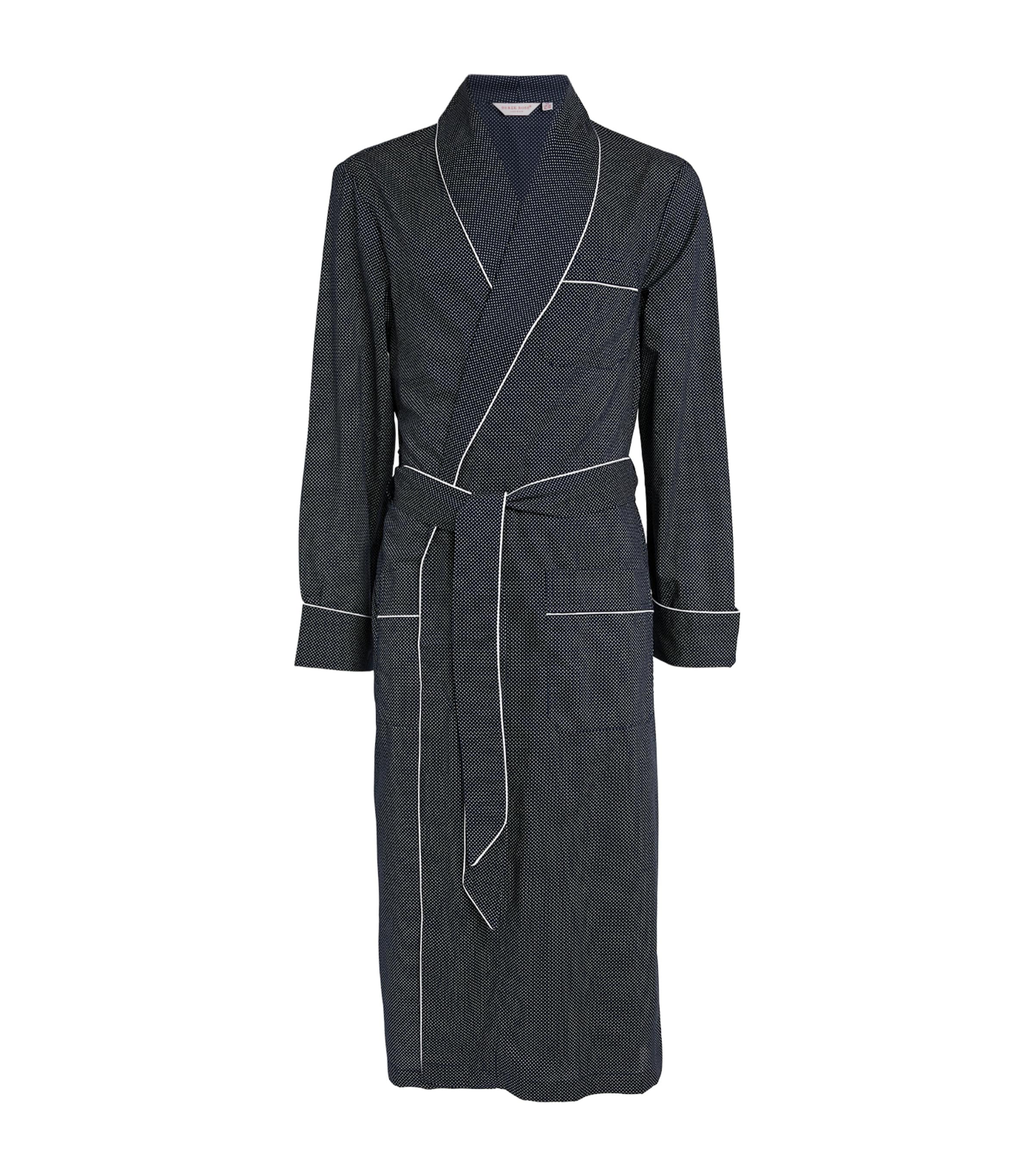 Derek Rose Polka-dot Dressing Gown In Navy