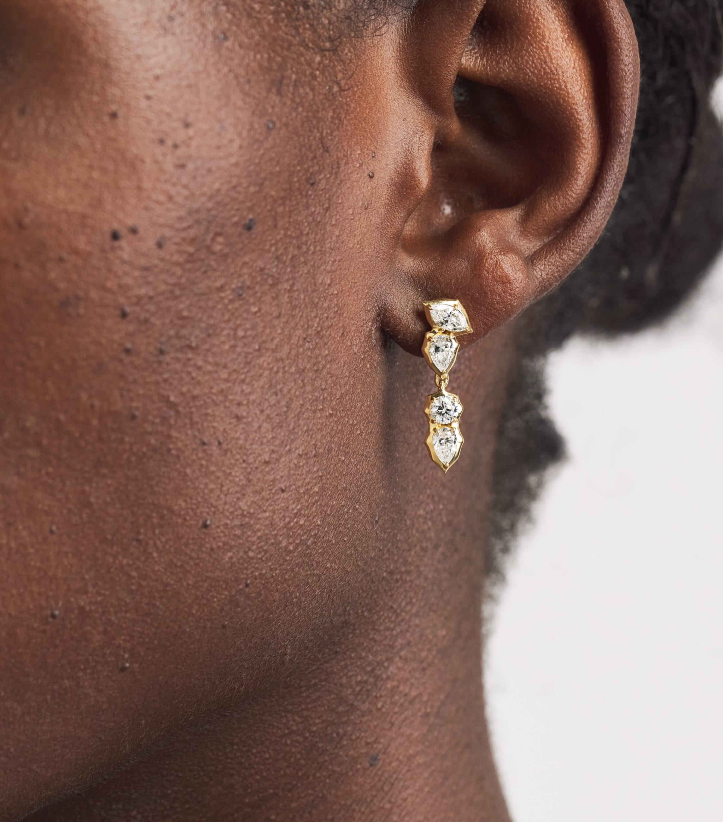 Jade Trau Yellow Gold and Diamond Posey Stud Earrings Yellow Gold Image 2