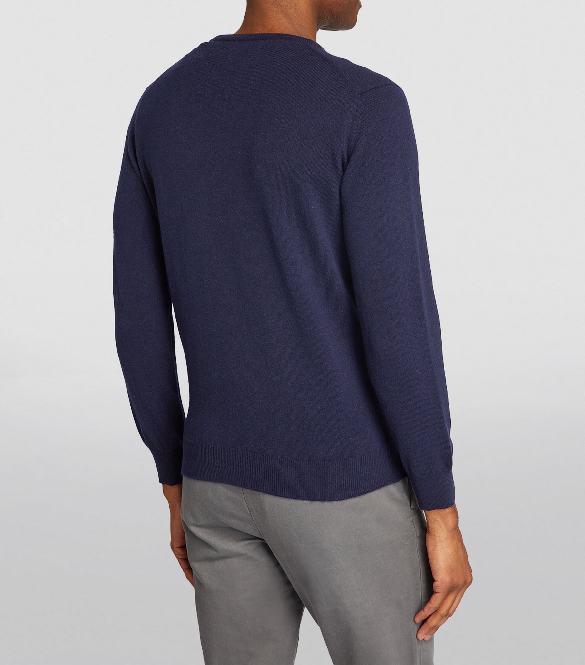 Harrods Mens Cashmere Crew-Neck Sweater Navy Image 4