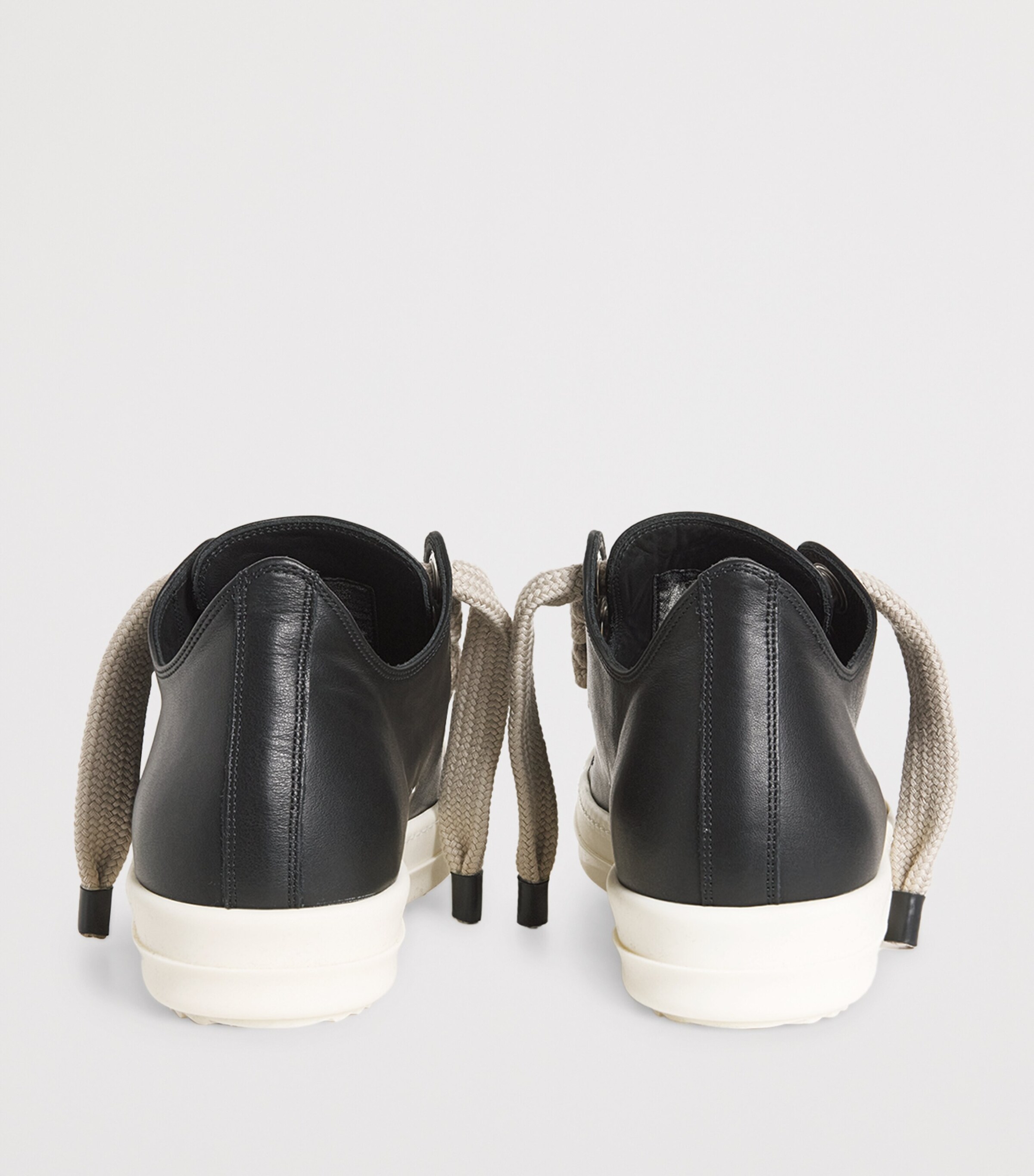 Rick Owens Leather Jumbo-Lace Sneakers Black/milk/milk Image 4