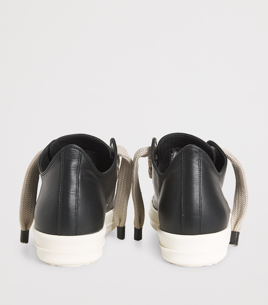 Rick Owens Leather Jumbo-Lace Sneakers Black/milk/milk Image 4