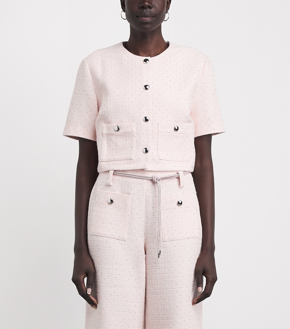 Maje Womens Tweed Cropped Jacket Pink Image 4