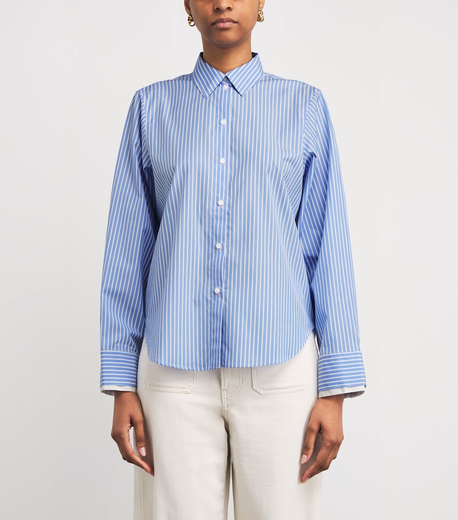 Cotton Stripe Double-Cuff Shirt BLUE/SOFT WHITE Image 3