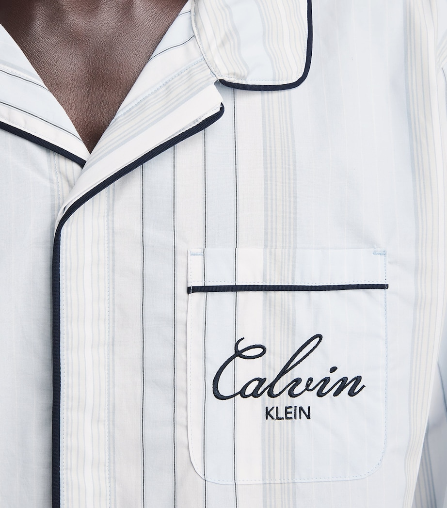 Calvin Klein Mens Cotton Poplin Stripe Pyjama Top Crest Stripe Ic Image 3