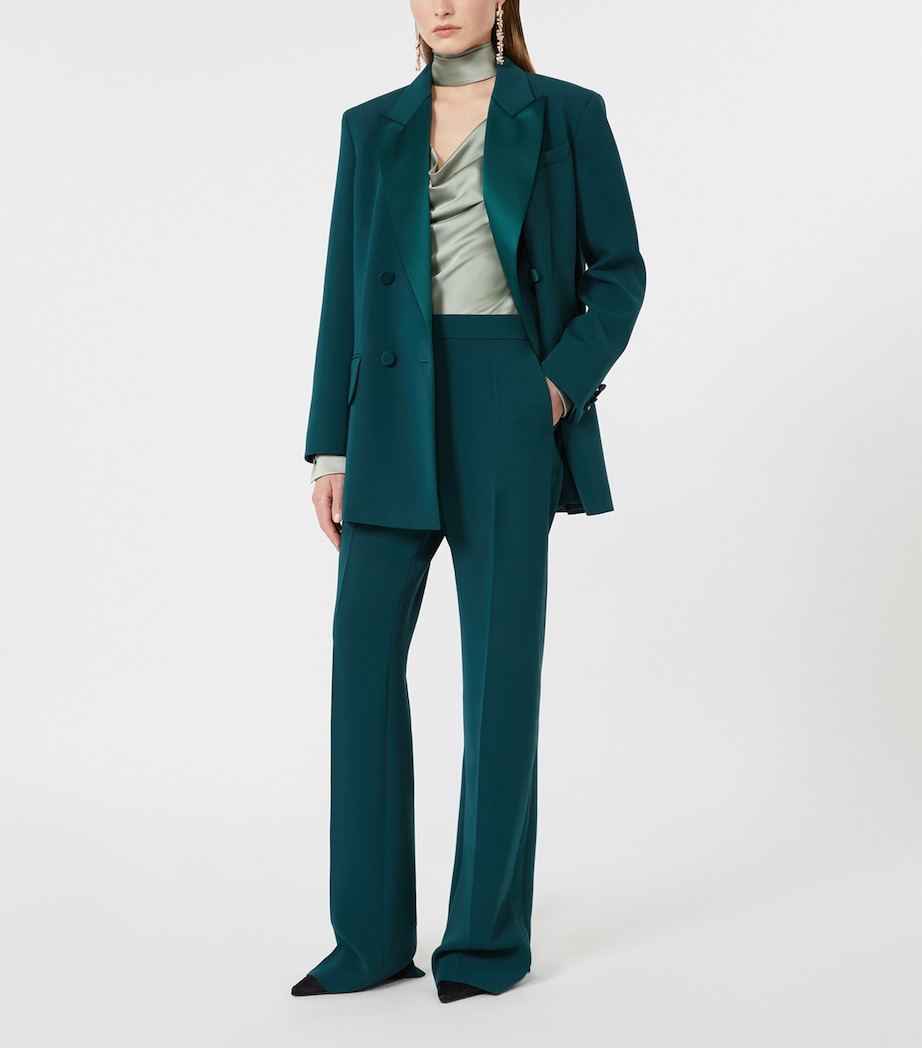 Max Mara Womens Flared Tuxedo Trousers Dark Green Image 2