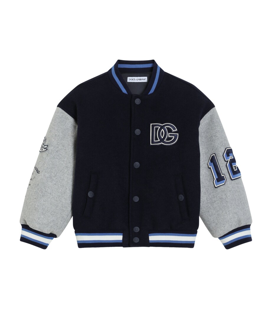 Dolce&Gabbana Kids Virgin Wool-Blend Logo Bomber Jacket (8-13 Years) Colour Image 1