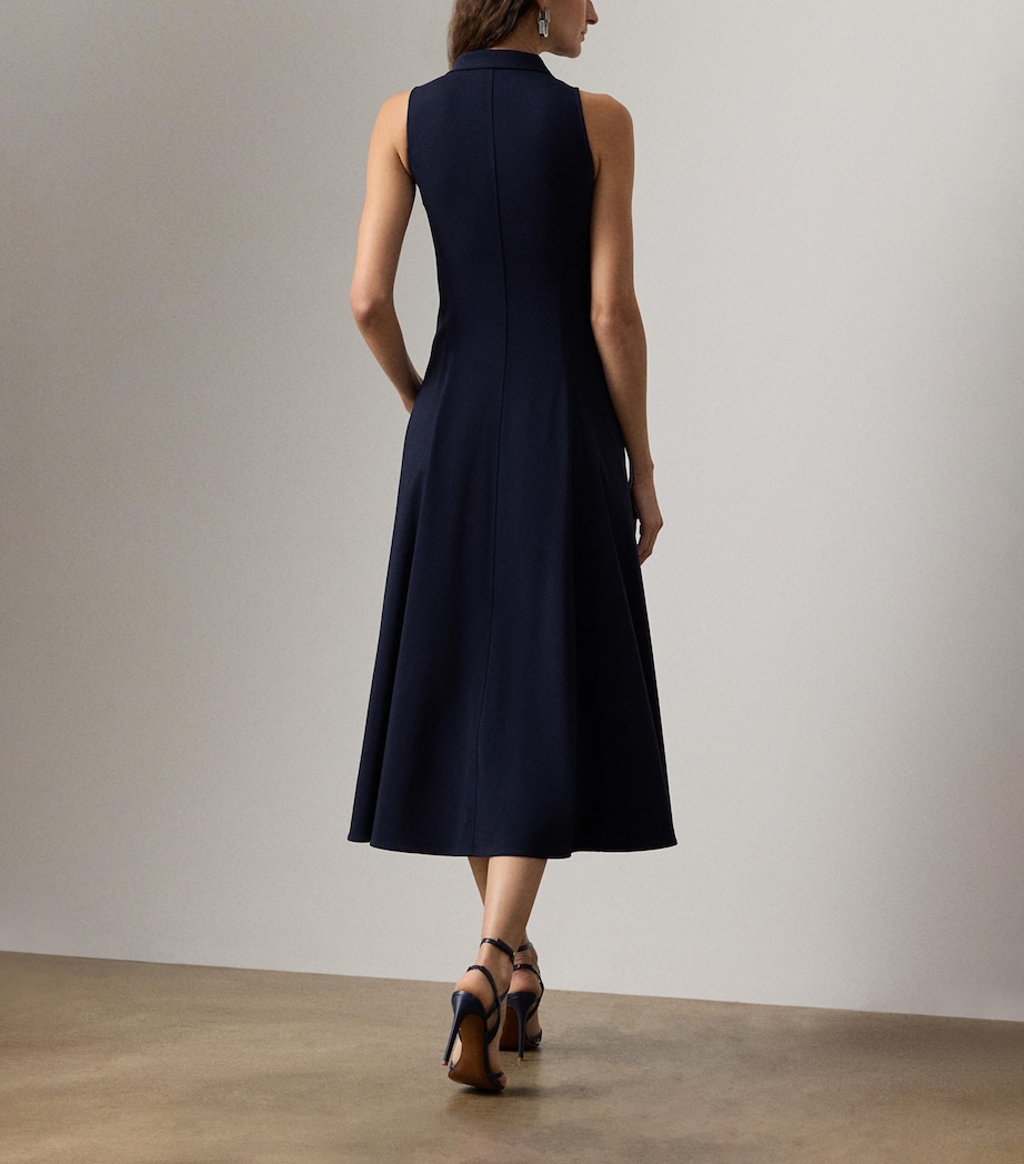 Ralph Lauren Collection Womens Cotton-Blend Alecia Midi Dress Navy Image 3