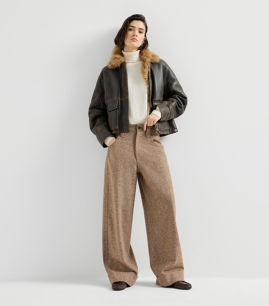 Brunello Cucinelli Womens Virgin Wool-Blend Monili Trousers Image 2