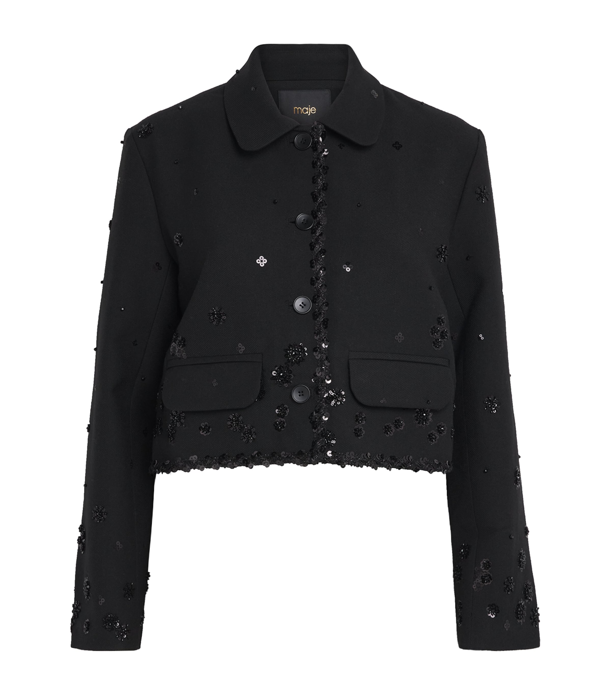 Embellished Cropped Jacket BLACK Image 1