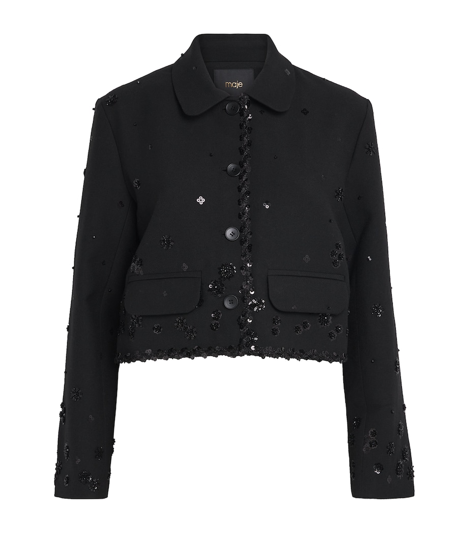 Embellished Cropped Jacket BLACK Image 1