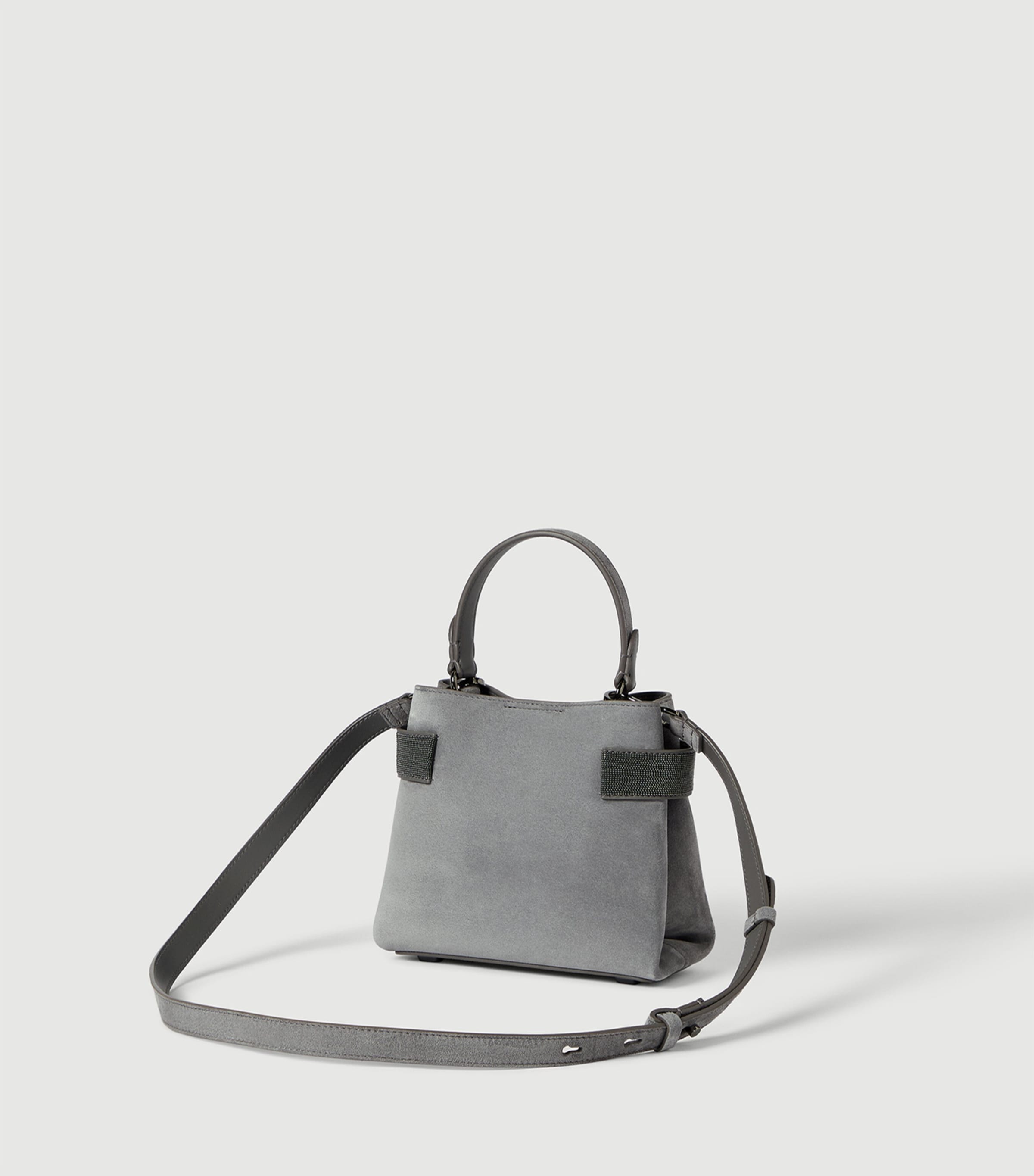Brunello Cucinelli Small Suede Essence Top-Handle Bag Image 3