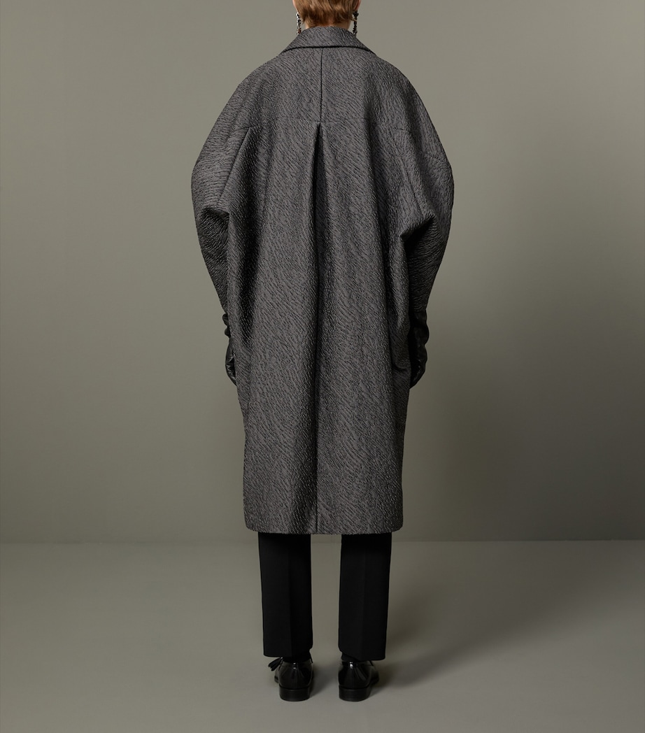 Max Mara Womens Wool-Blend Jacquard Cape Coat Medium Grey Image 3