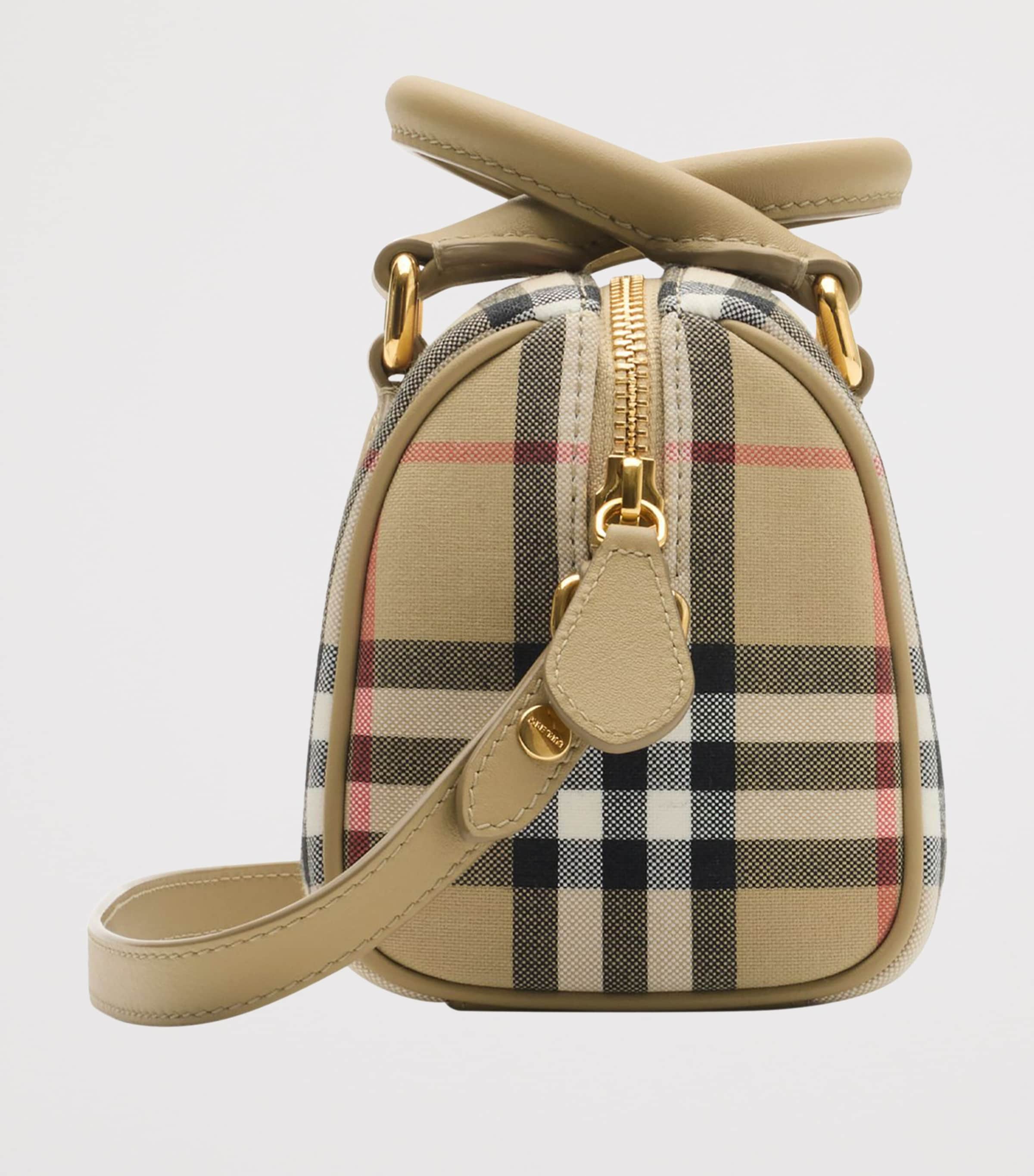 Mini Burberry Check Bowling Bag SAND IP CHECK Image 3