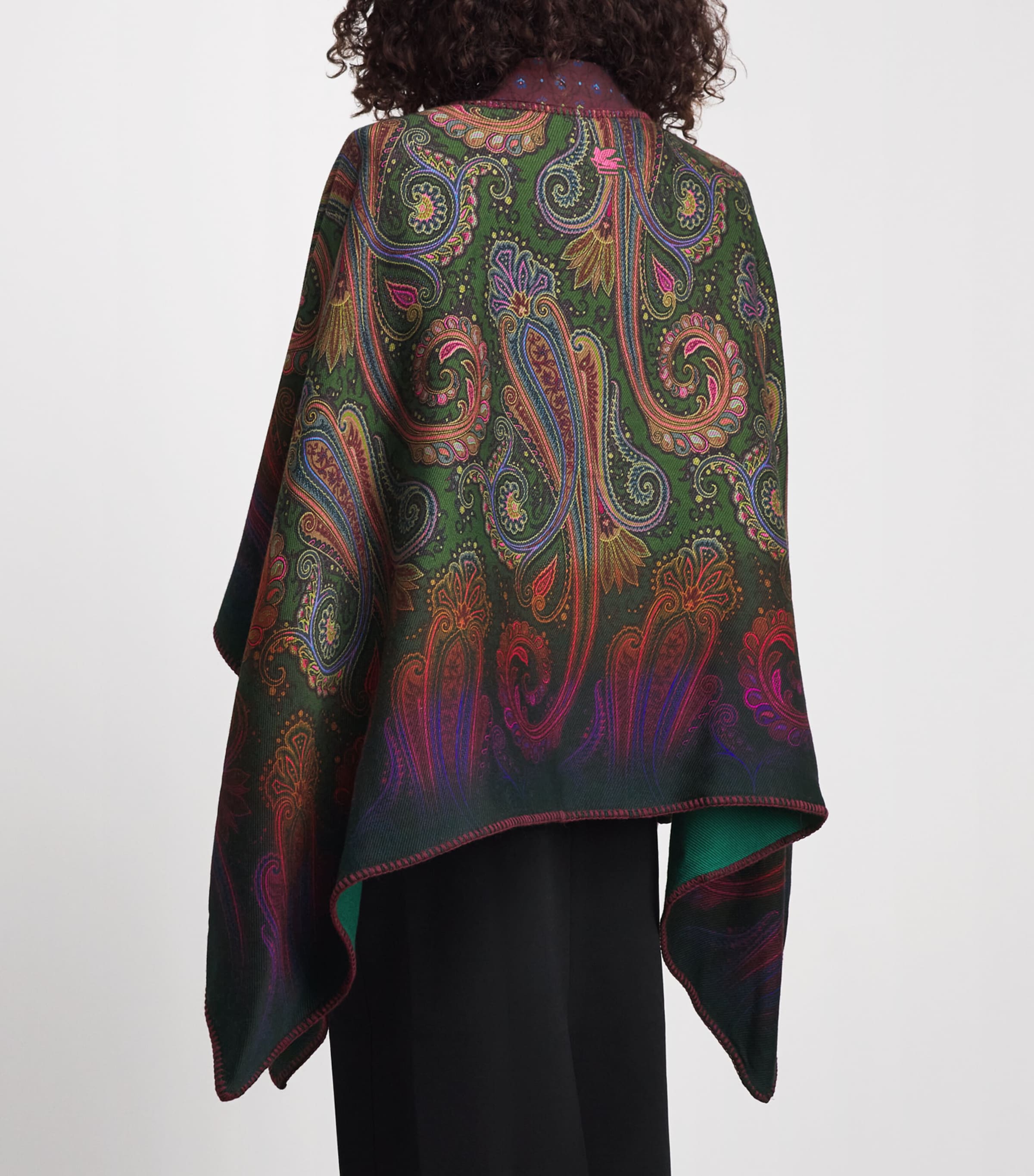 Etro Womens Wool-Blend Paisley Reversible Cardigan Green Image 5