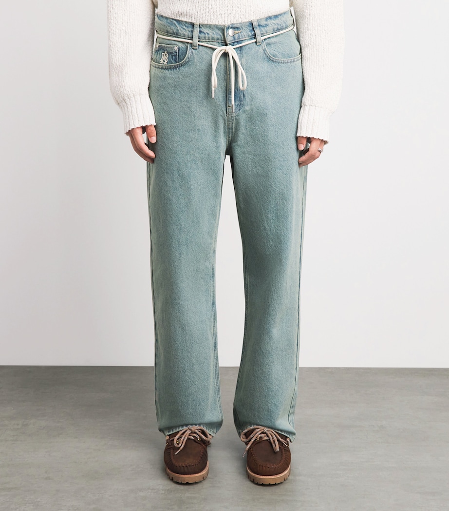 about:blank Mens Shoelace Belt Wide-Leg Jeans Murky Wash Image 4