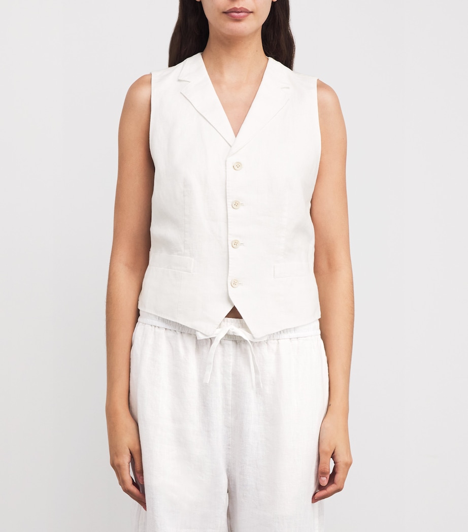 Linen-Cotton Waistcoat WHITE Image 3