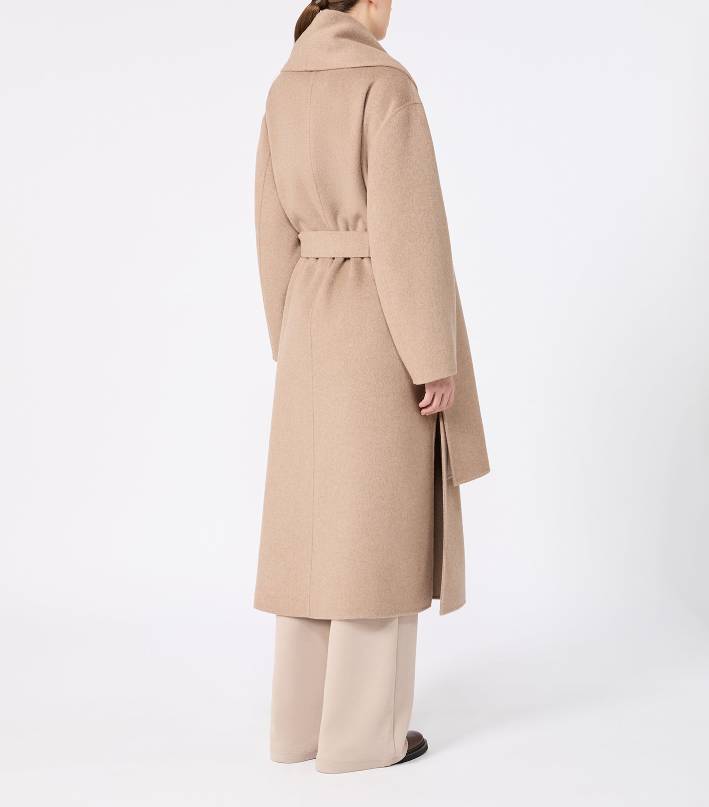 Max Mara Womens Wool-Cashmere Belted Wrap Coat Clay Image 4