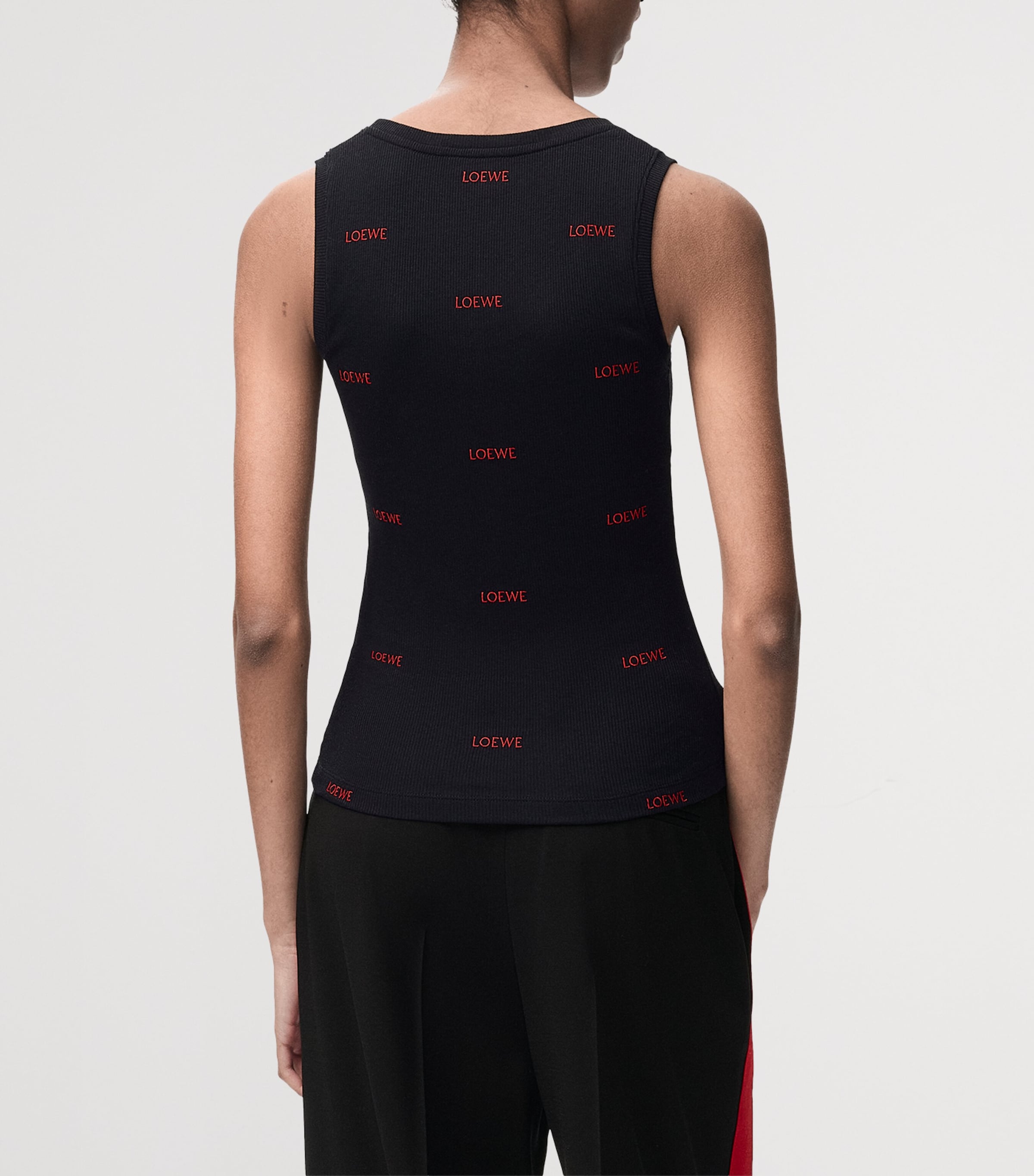 LOEWE Womens Embroidered Logo Tank Top Black Image 4