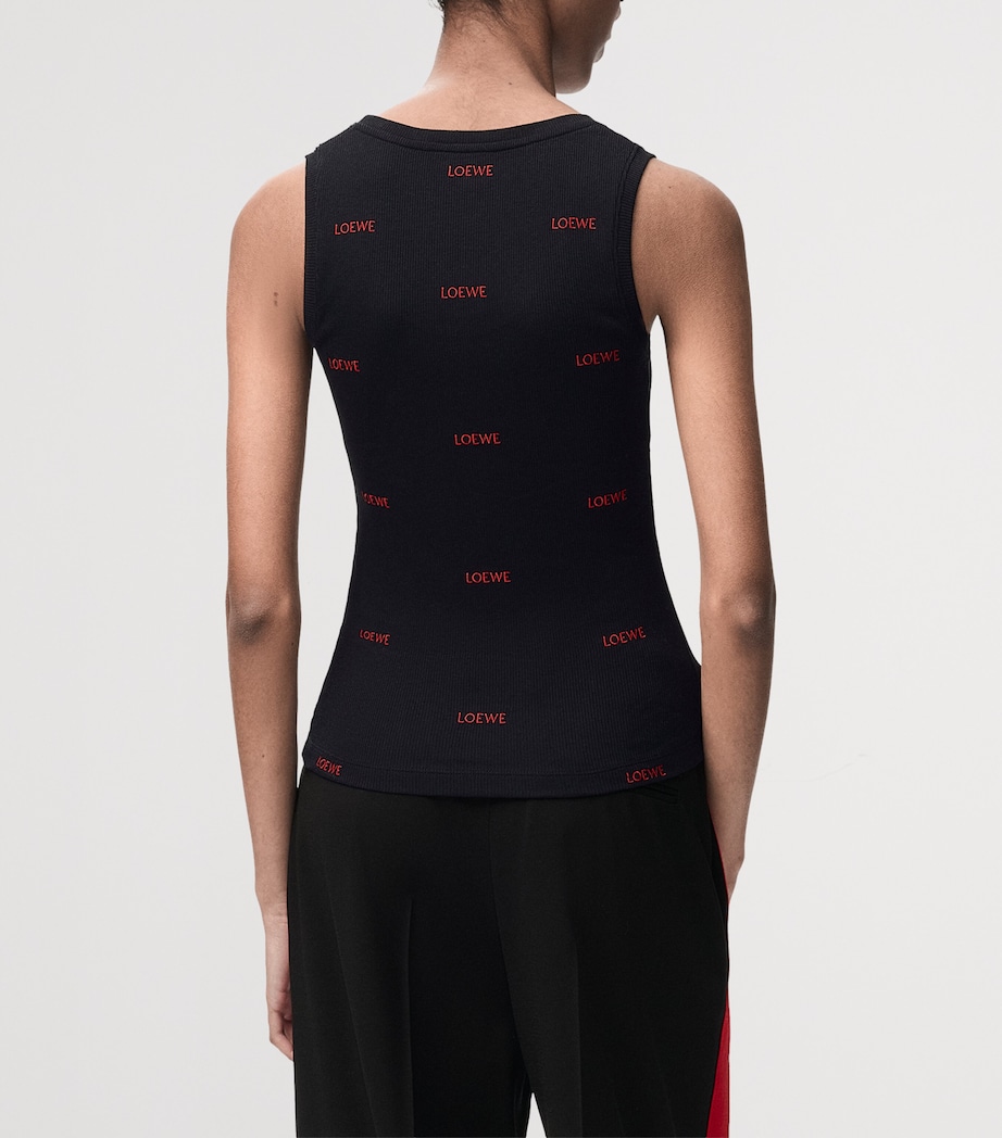 LOEWE Womens Embroidered Logo Tank Top Black Image 4