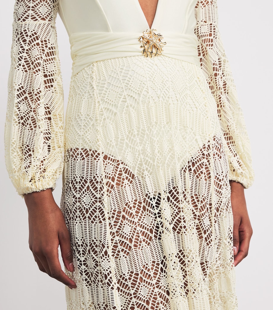 Crocheted Embellished Maxi Dress WHITE/TBD Image 6