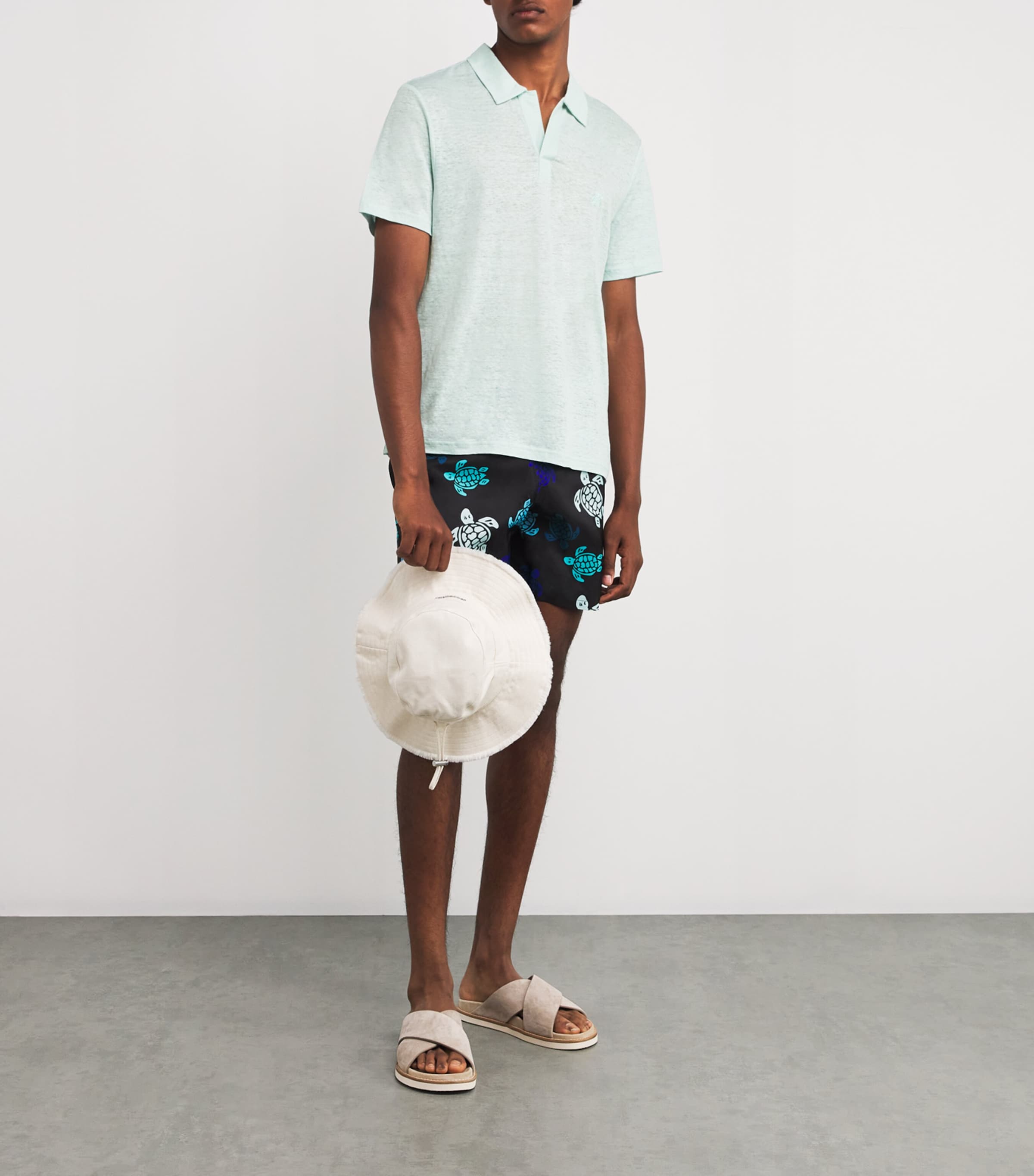 Linen Pyramid Polo Shirt 315-PACIFIC Image 2