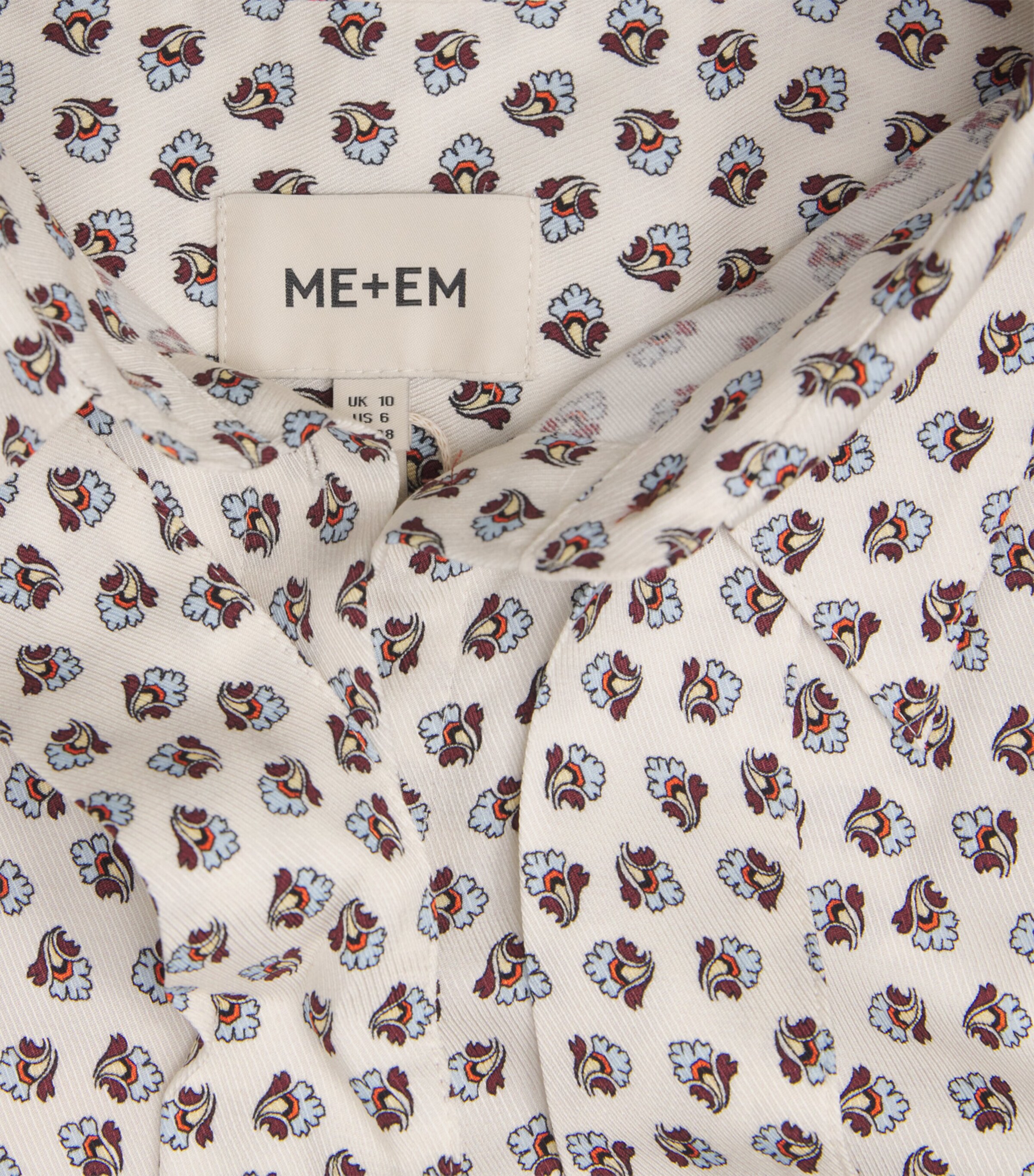 ME+EM Womens Twill Paisley Blouse and Tie Light Cream Multi Image 5
