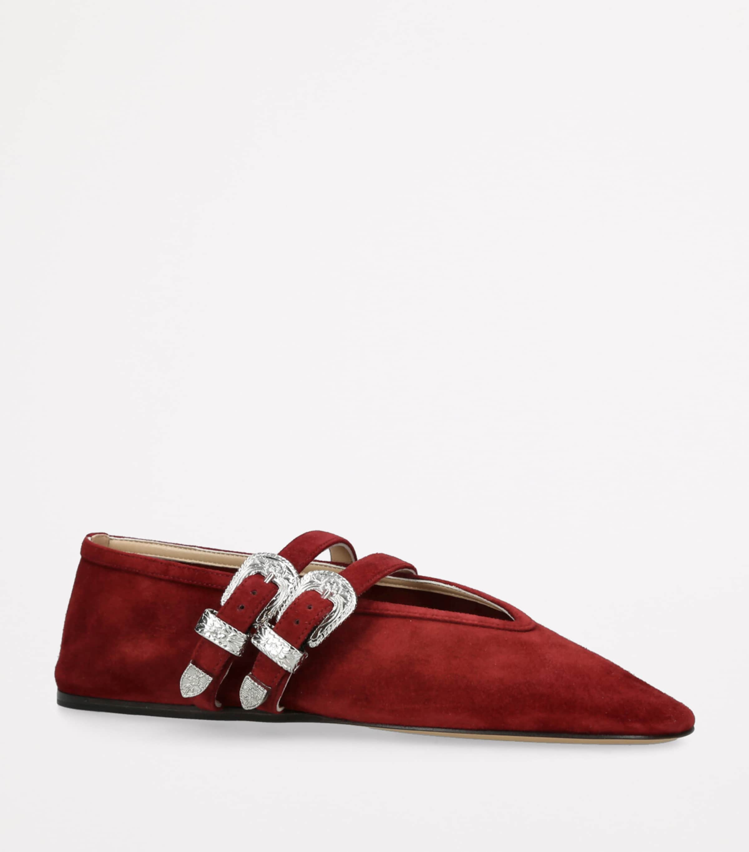 Suede Buckle Claudia Ballet Flats RED/DARK Image 3