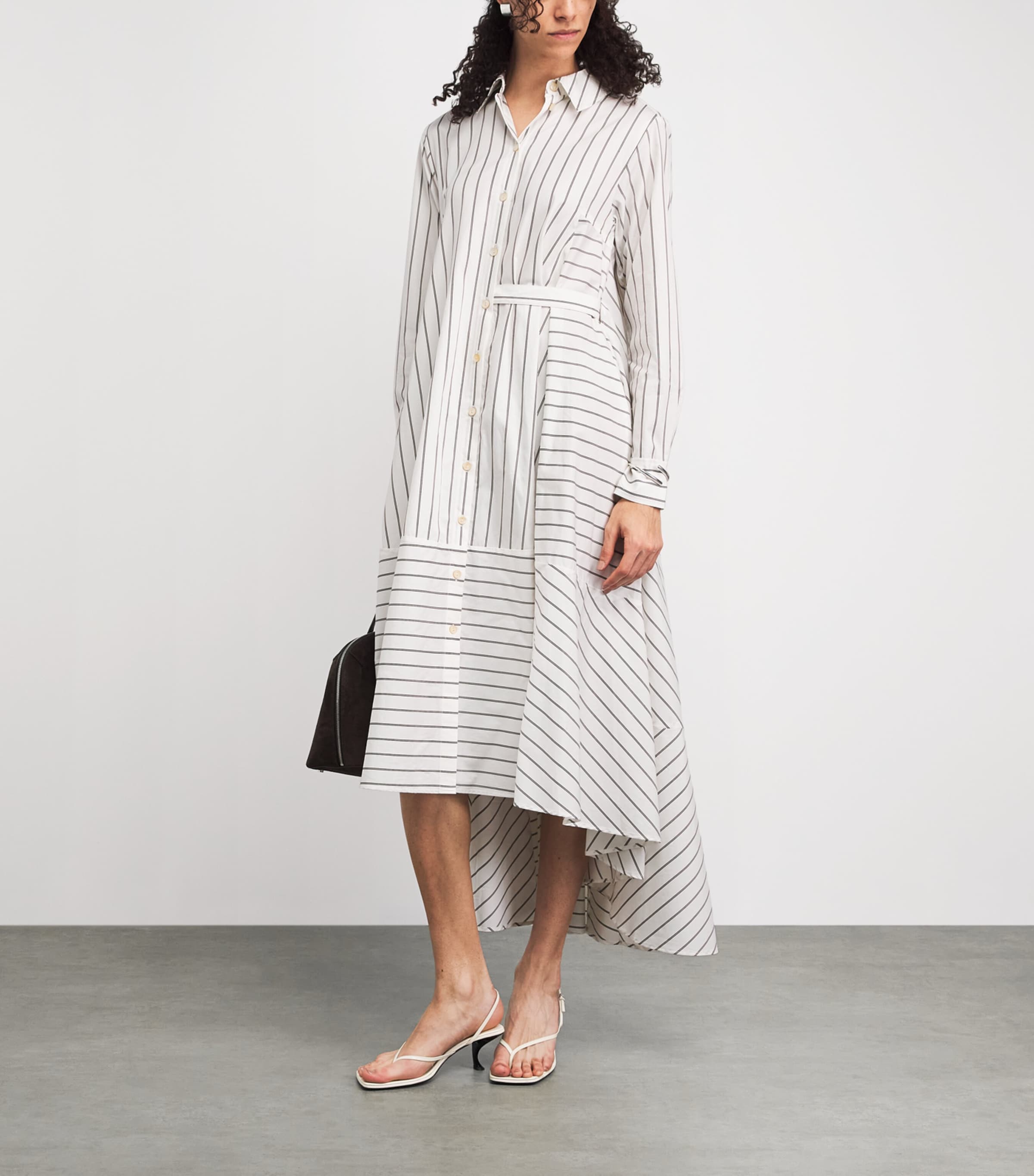 Palmer//Harding Womens Cotton Stripe Prosperity Midi Dress Brown Cttn Dbl Strip Image 2