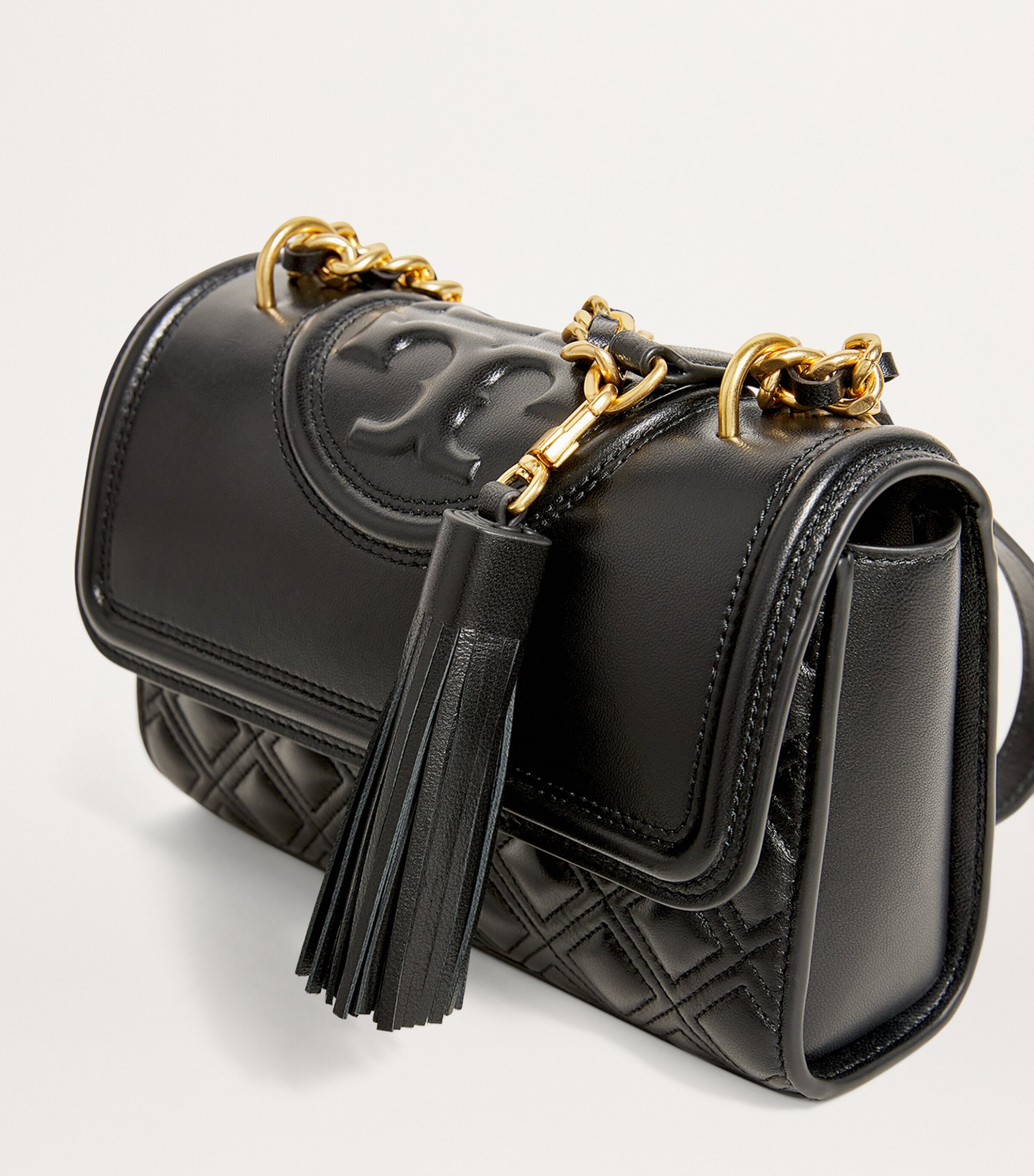 Small Leather Fleming Shoulder Bag BLACK Image 4