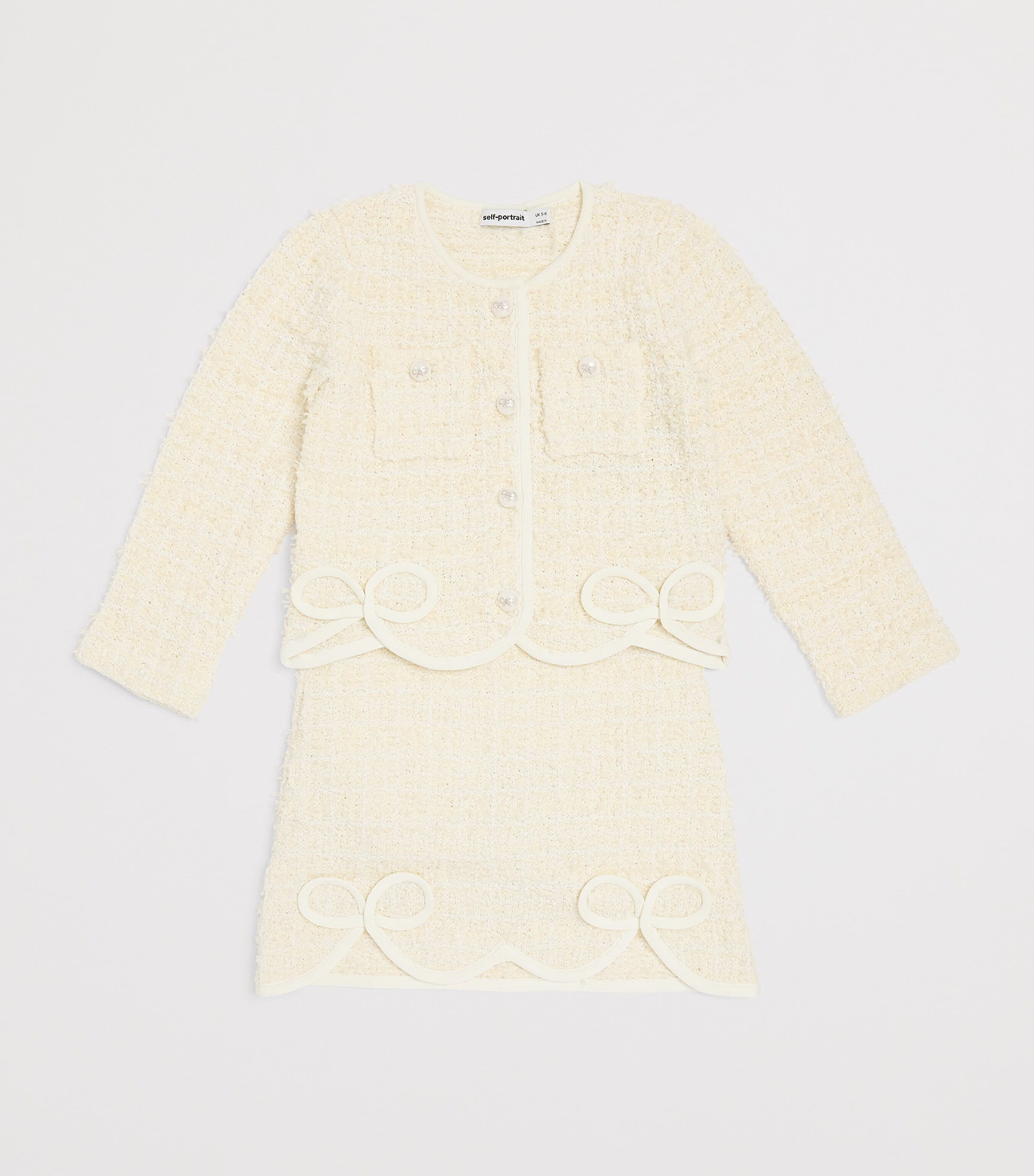 Tweed Textured Knitted Skirt (3-12 Years) CREAM Image 3