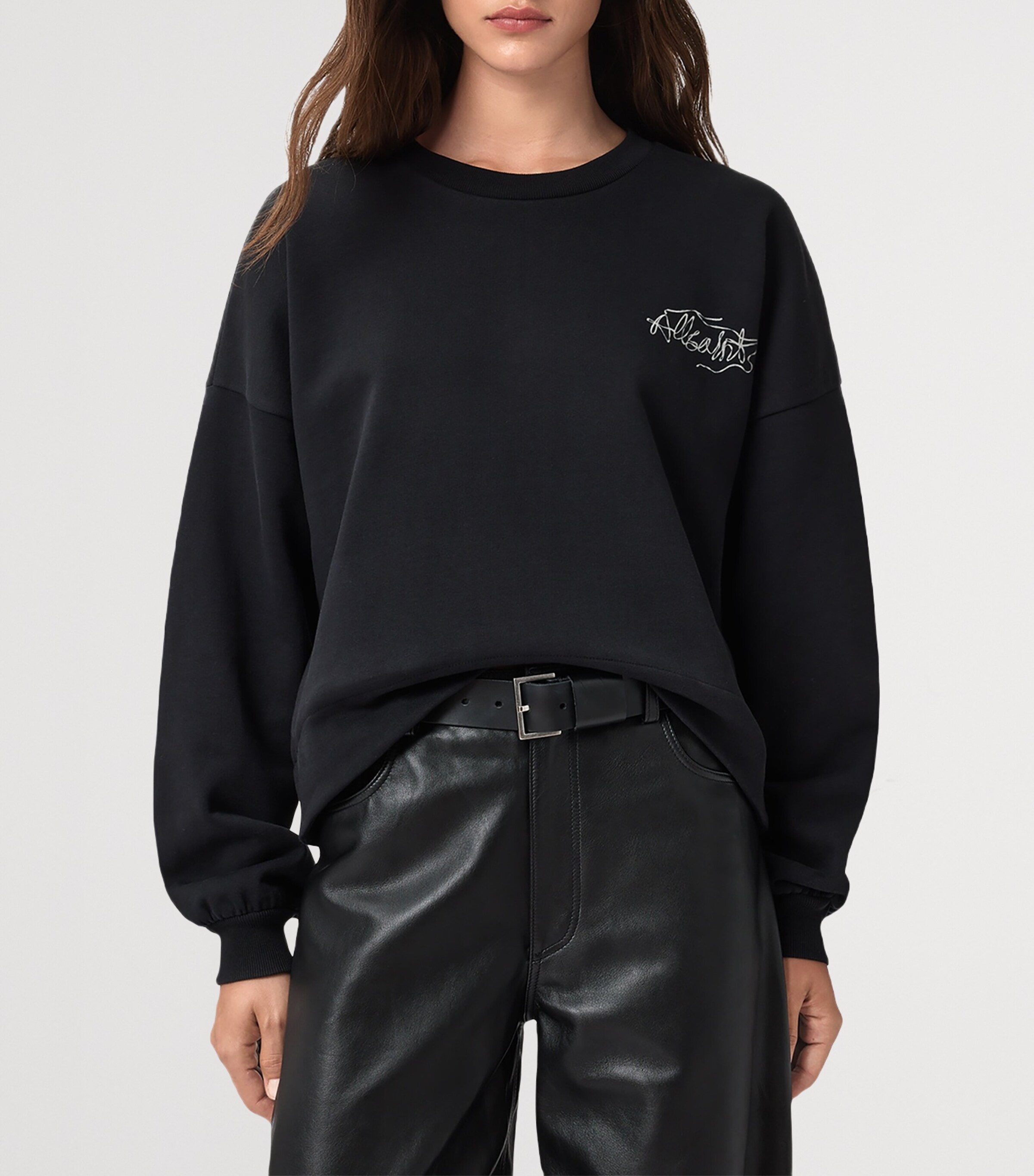 AllSaints Womens Reel Print Lila Sweatshirt Washed Black Image 4