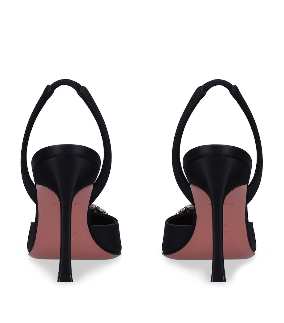Satin Camelia Slingback Pumps 90 BLACK Image 6