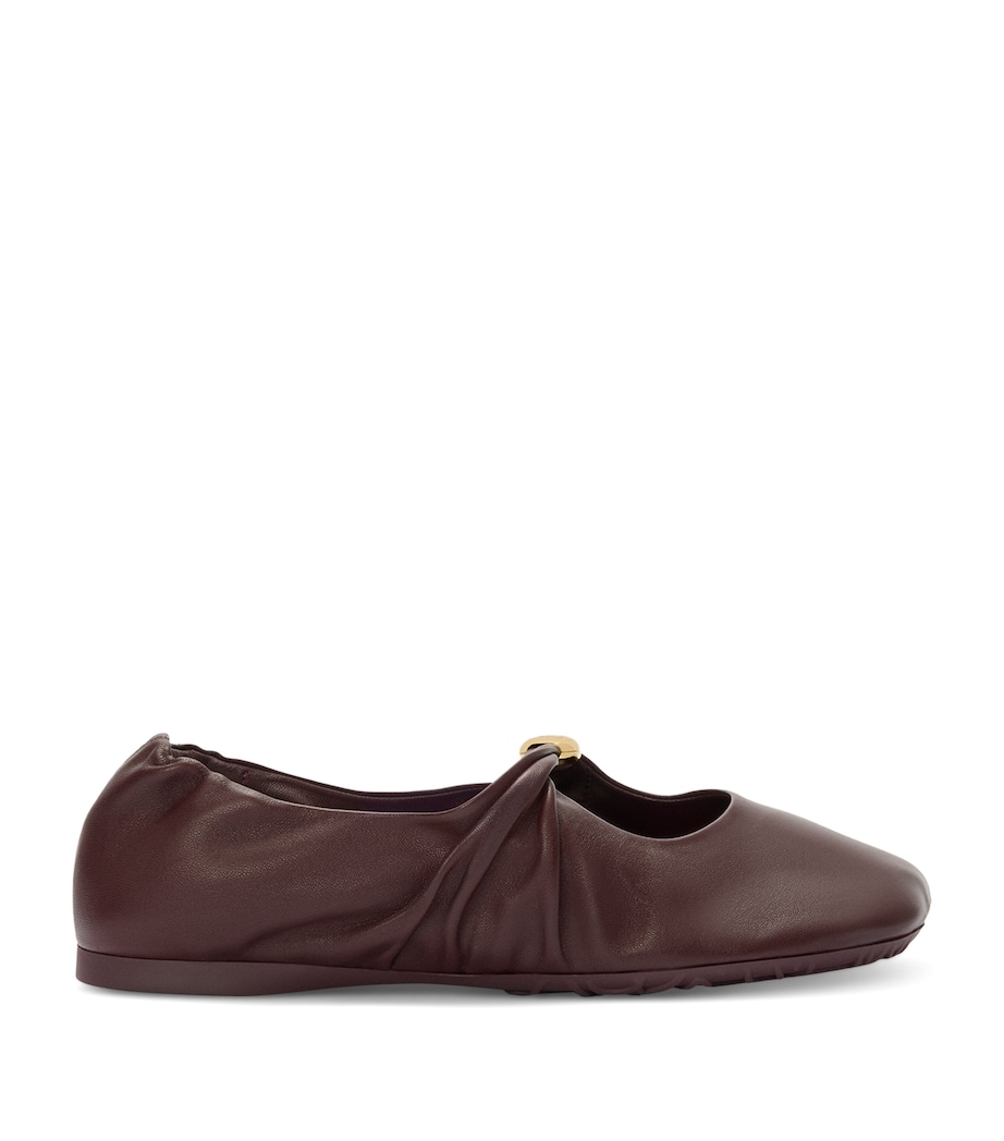 Leather Pebble Soft Ballet Flats BURGUNDY Image 1