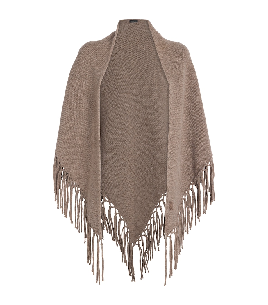 Virgin Wool Fringed Shawl BROWN Image 1
