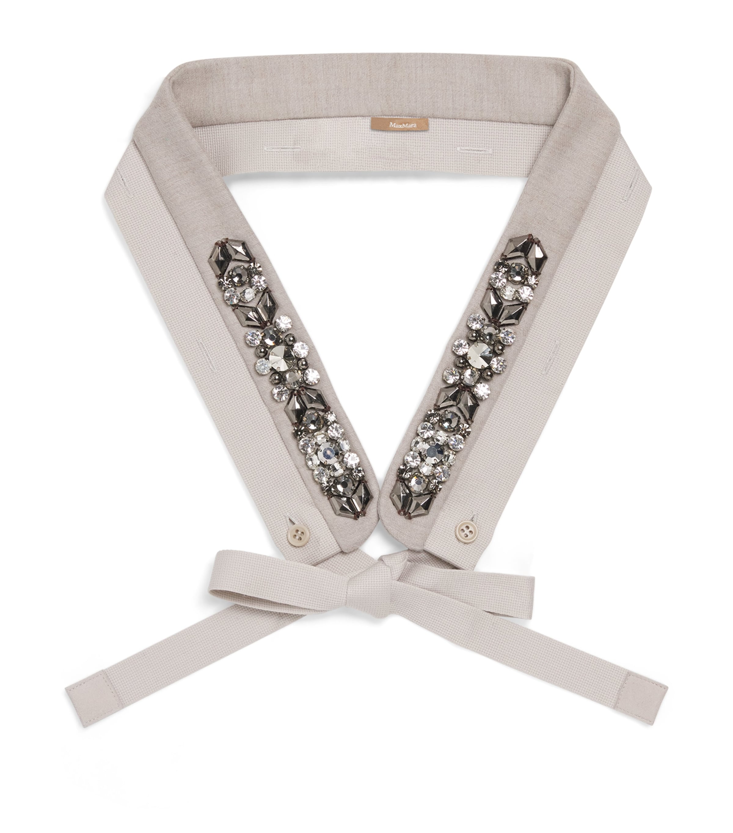 Max Mara Wool Embellished Hood Cuff In Gray