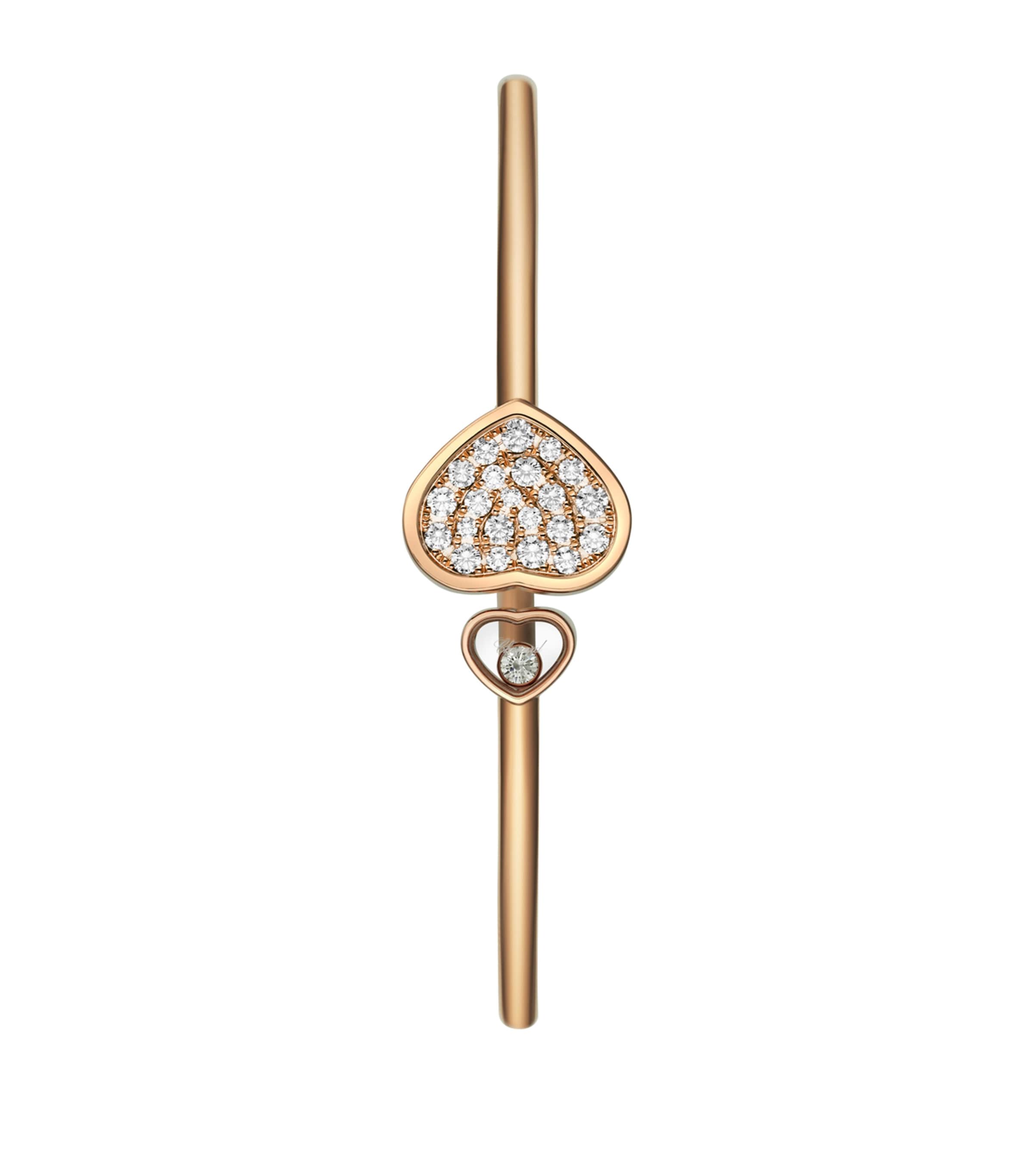 Rose Gold and Diamond Happy Hearts Bangle Image 3