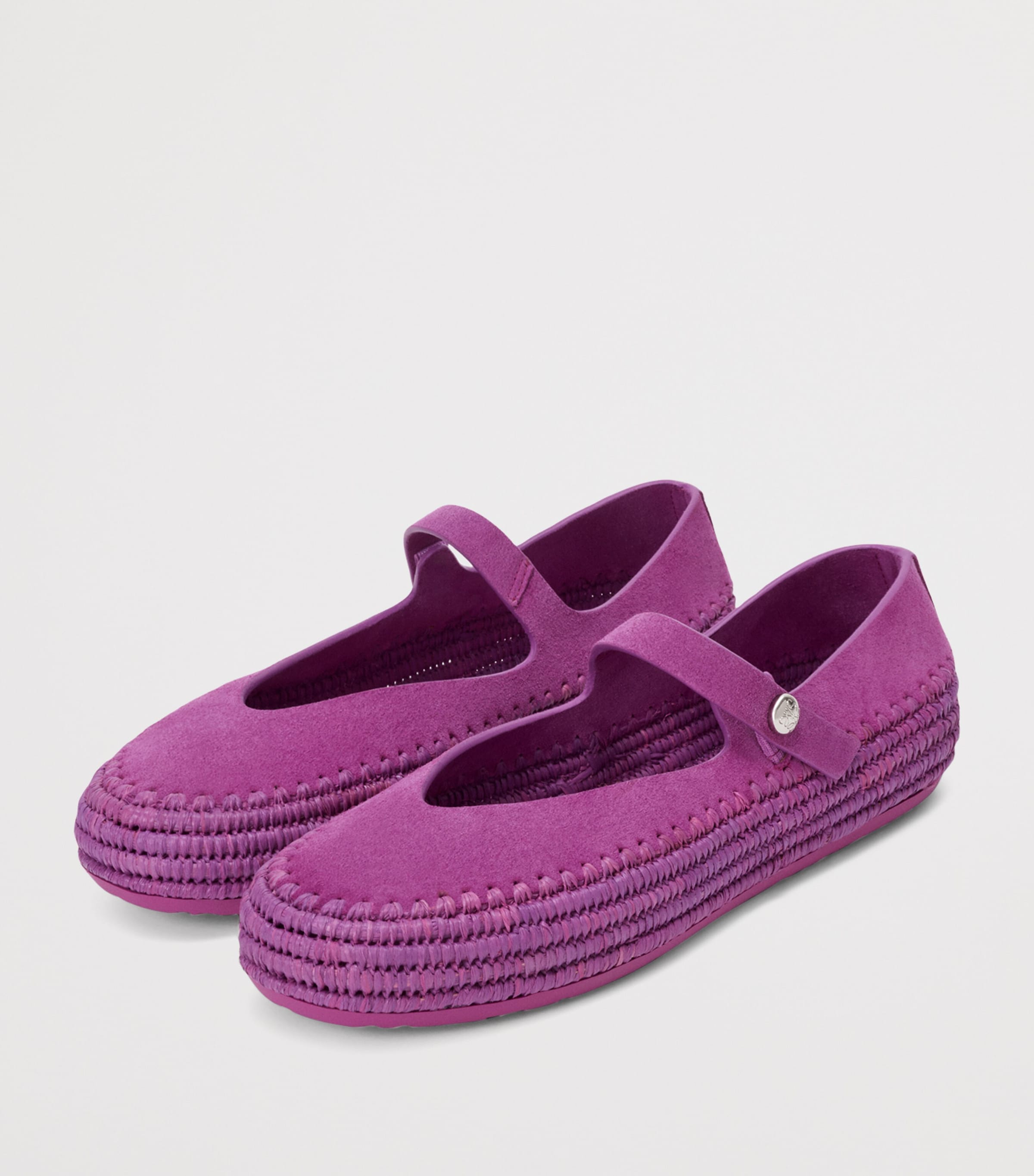 LOEWE Womens x Paula's Ibiza Suede-Raffia Rio Mary Janes Orchid Image 2