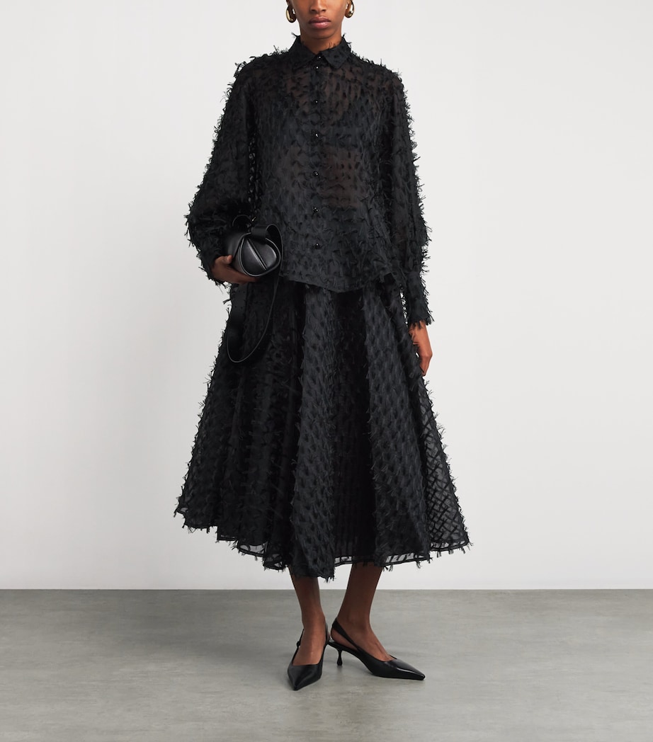Organza Gentle Collide Midi Skirt BLACK ORGANZA FRINGE Image 2