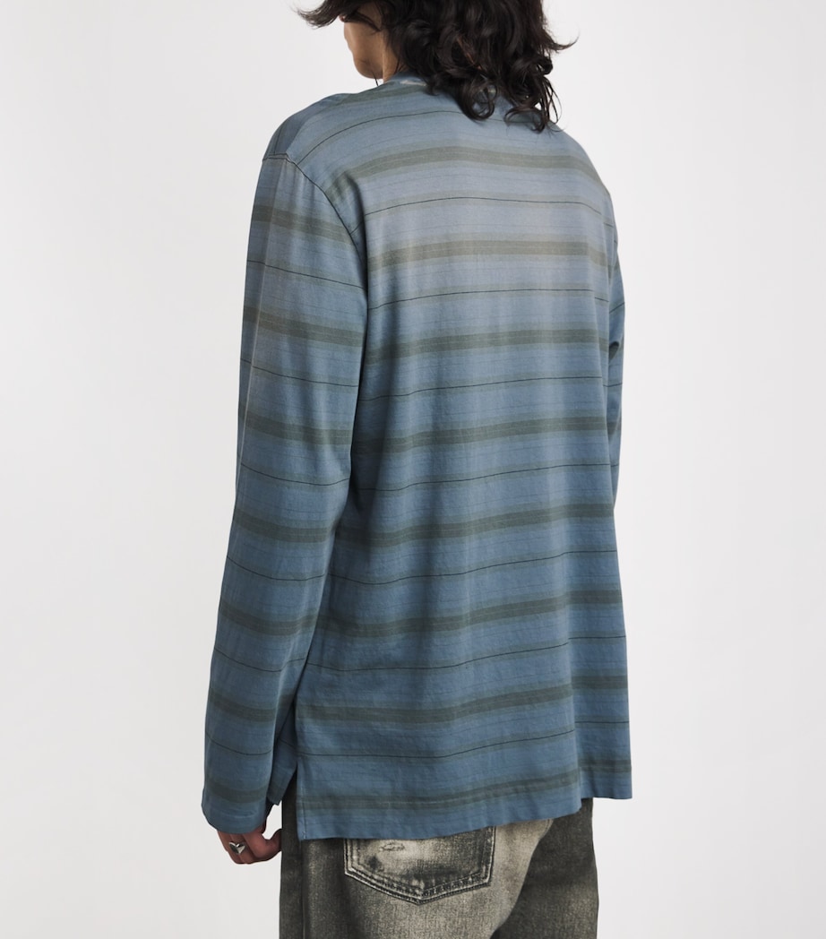 Our Legacy Mens Cotton Long-Sleeve Stripe T-Shirt Spray Fade Ghst Stip Image 4