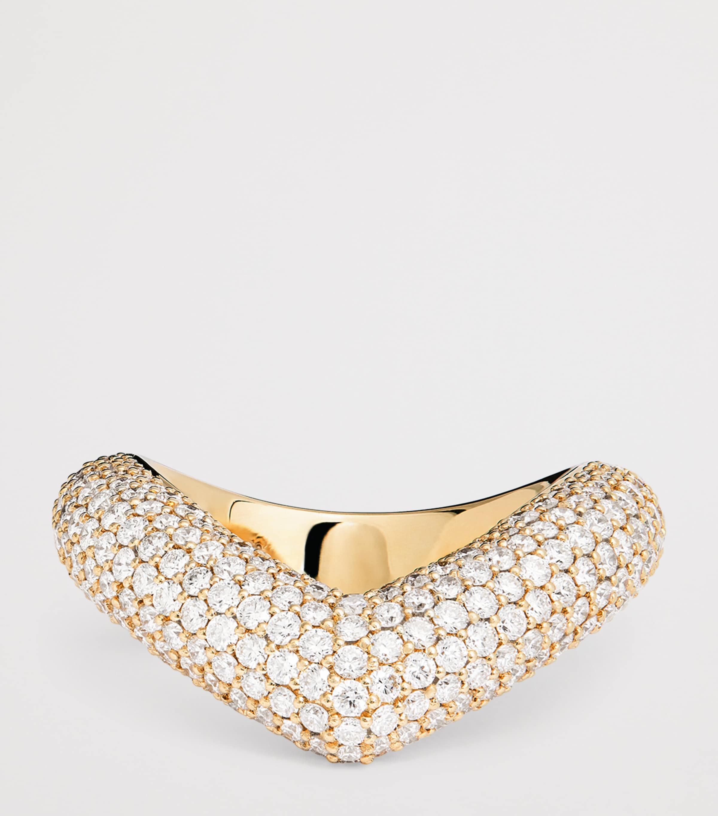 ENGELBERT YELLOW GOLD AND DIAMOND DROP LINK RING 