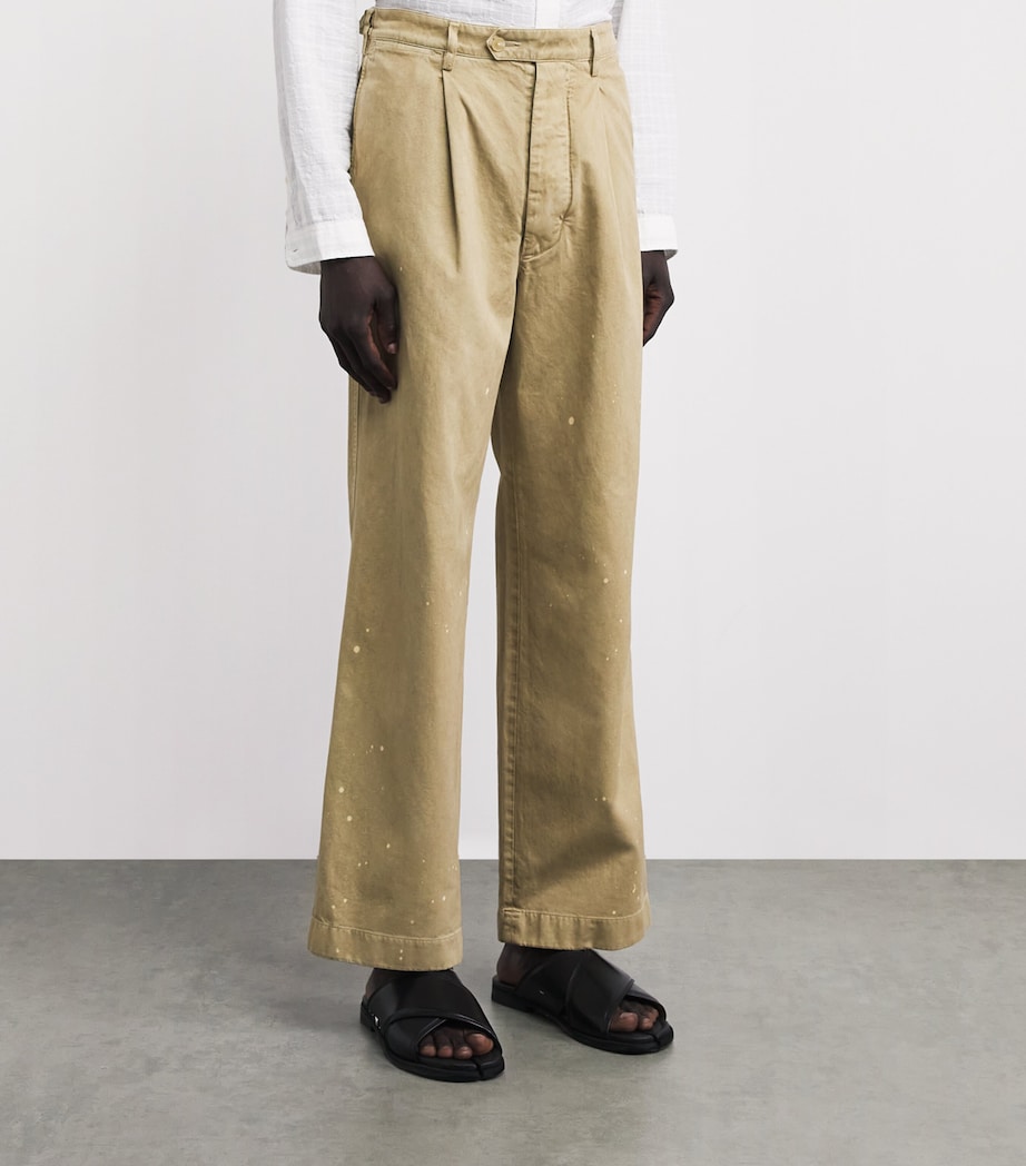 Auralee Mens Cotton Garment-Dyed Chinos Beige Image 4