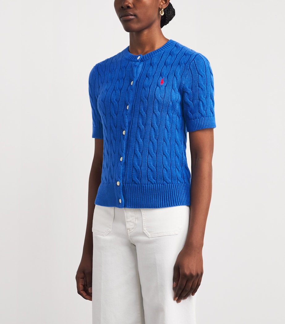 Polo Ralph Lauren Womens Cotton Cable-Knit Cardigan Gala Blue Image 4